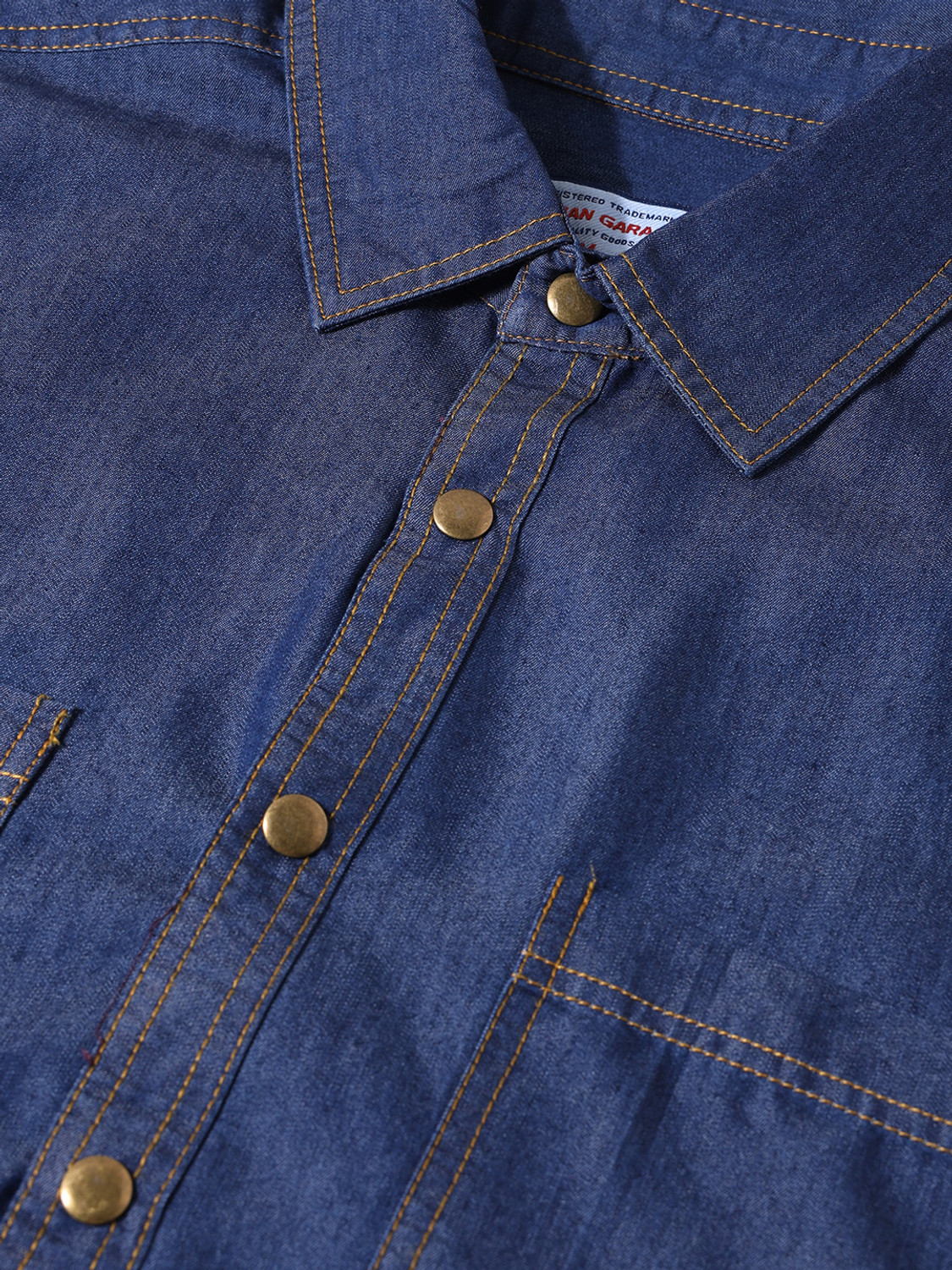 Image of The Indian Garage Co. Men Solid Casual Blue Shirt