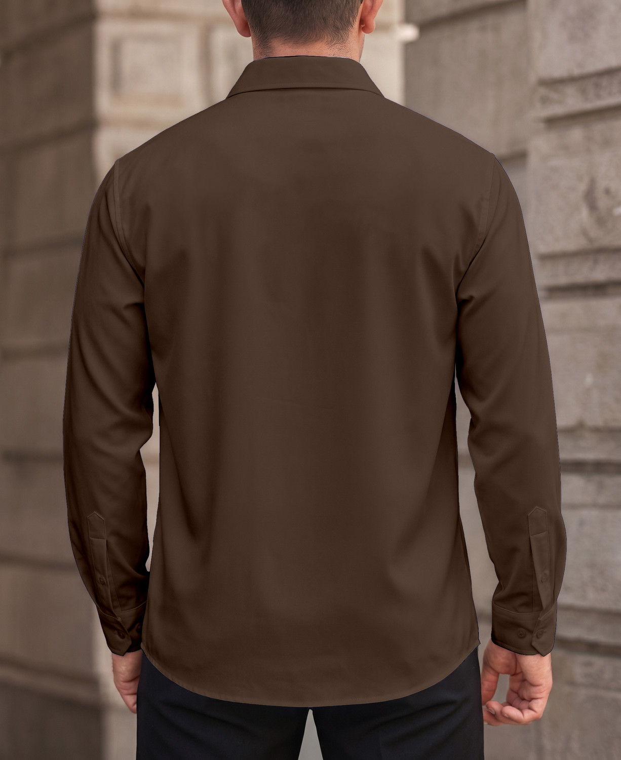 Image of DARKMODE Men Solid Casual Cream, Brown Shirt
