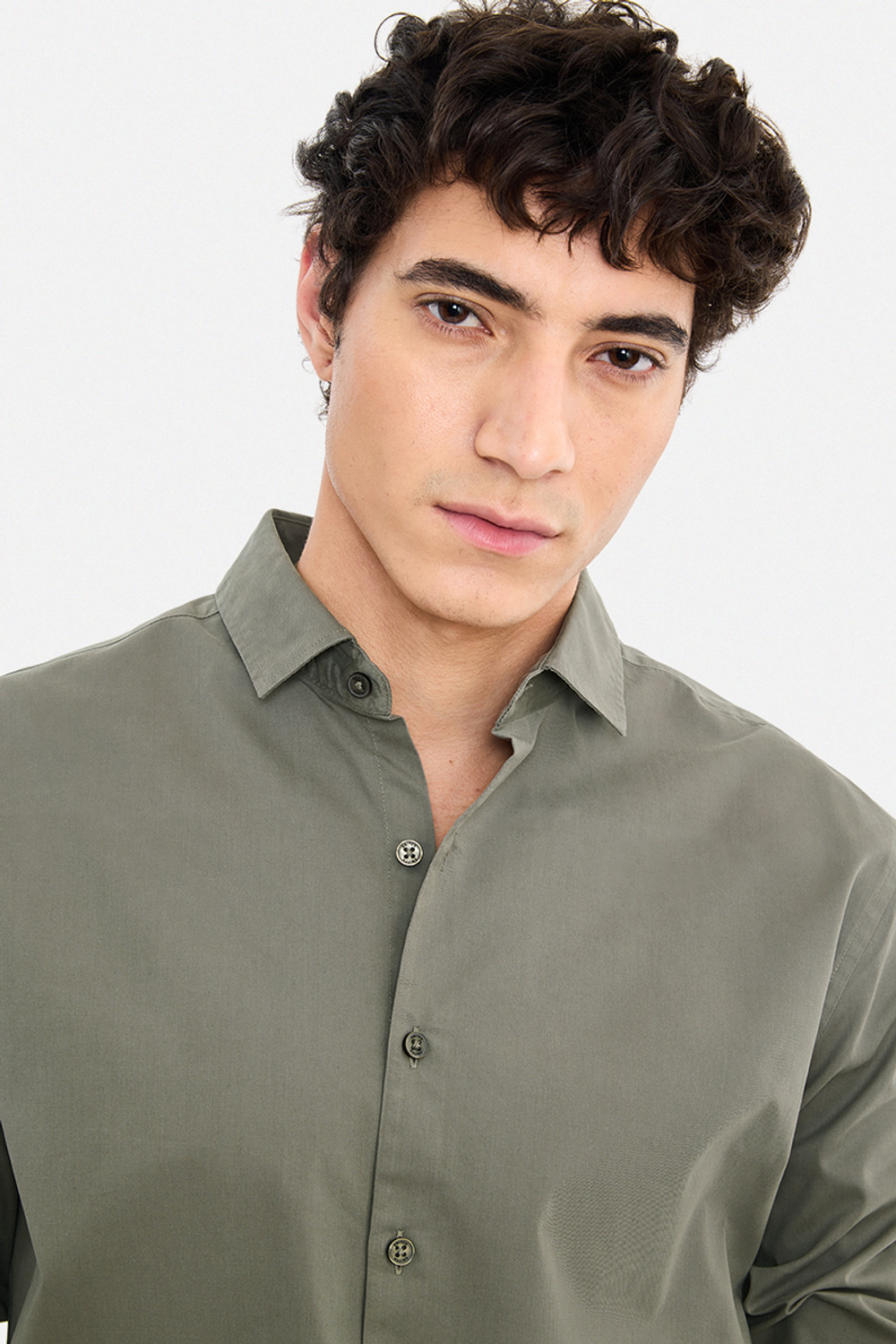 Image of Snitch Men Solid Casual Dark Green Shirt