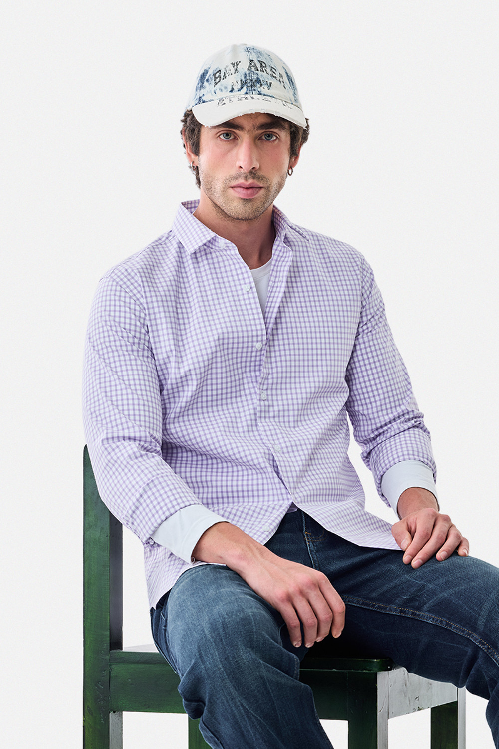 Image of Snitch Men Checkered Casual Purple Shirt