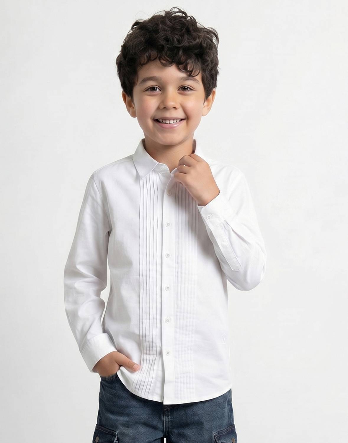 Allen Solly Boys Solid Party White Shirt