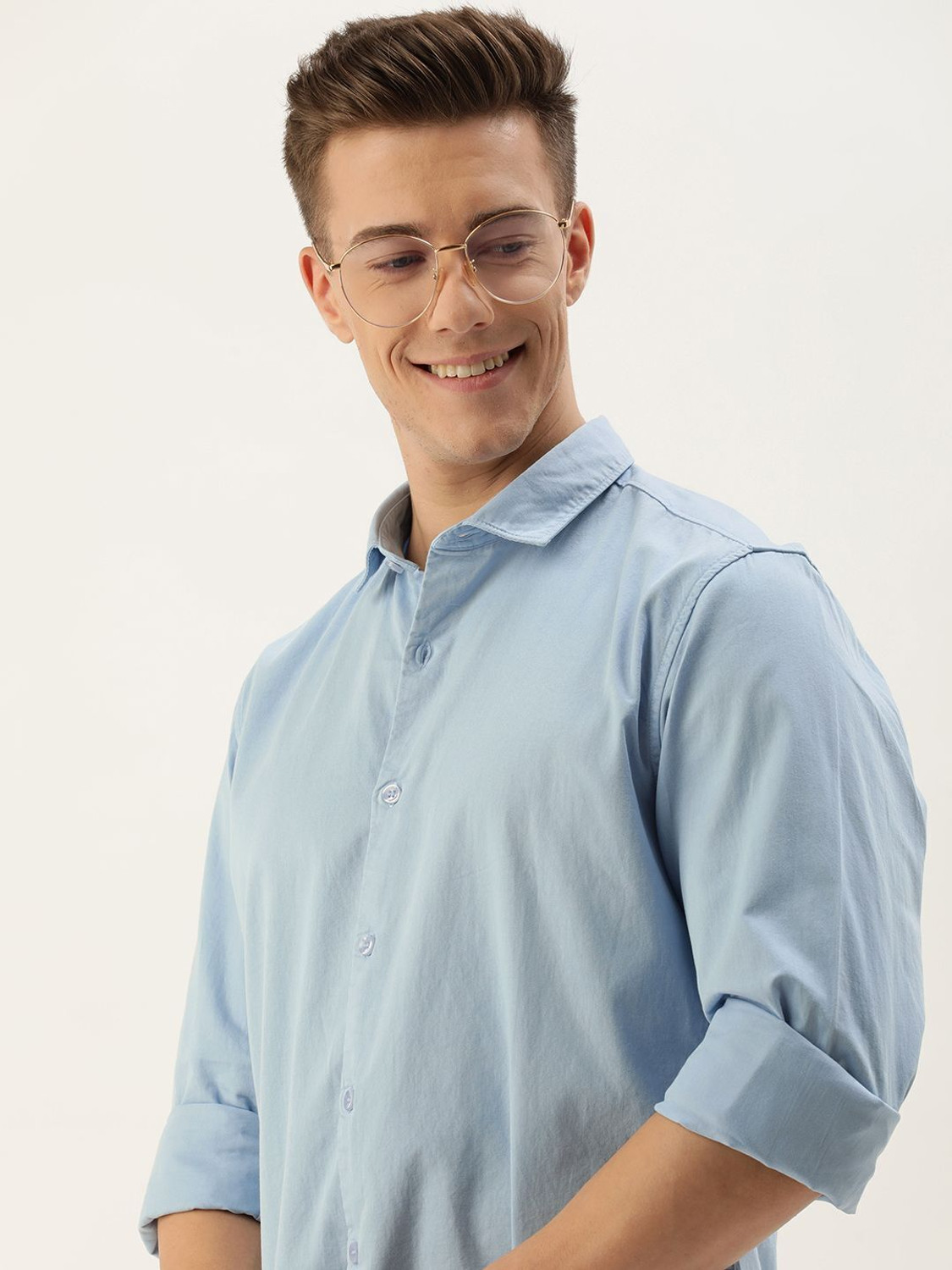 Image of Mast & Harbour Men Dyed /Ombre Casual Blue Shirt