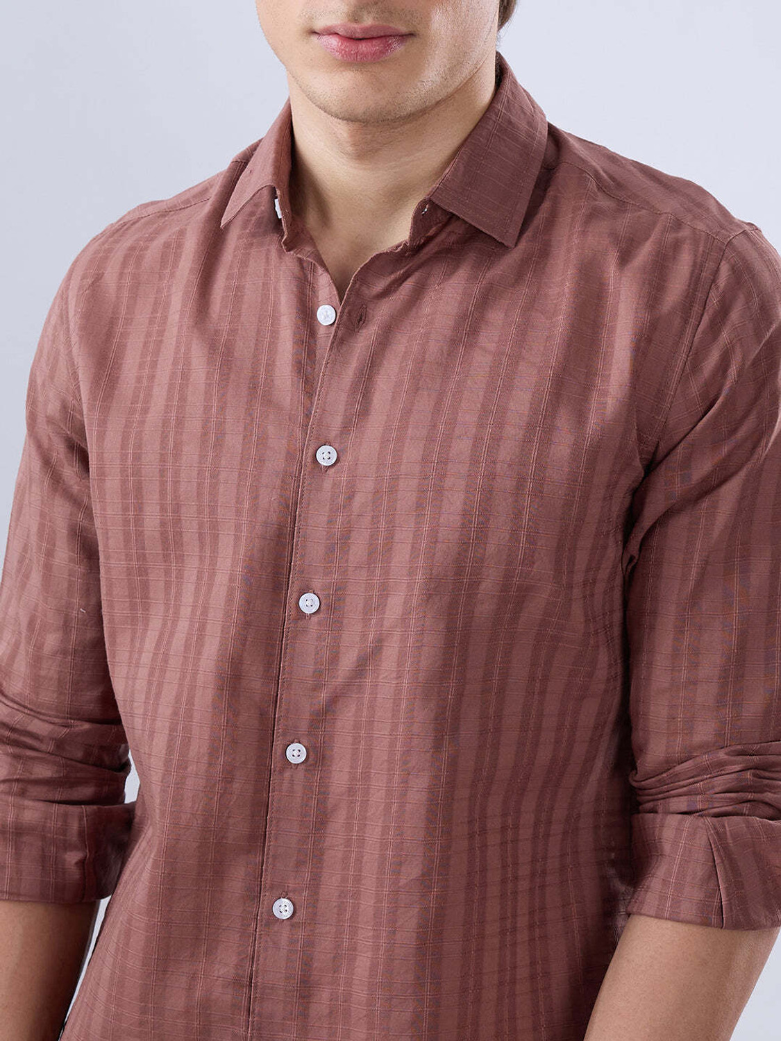 Image of VASTRADO Men Regular Fit Striped Cut Away Collar Casual Shirt