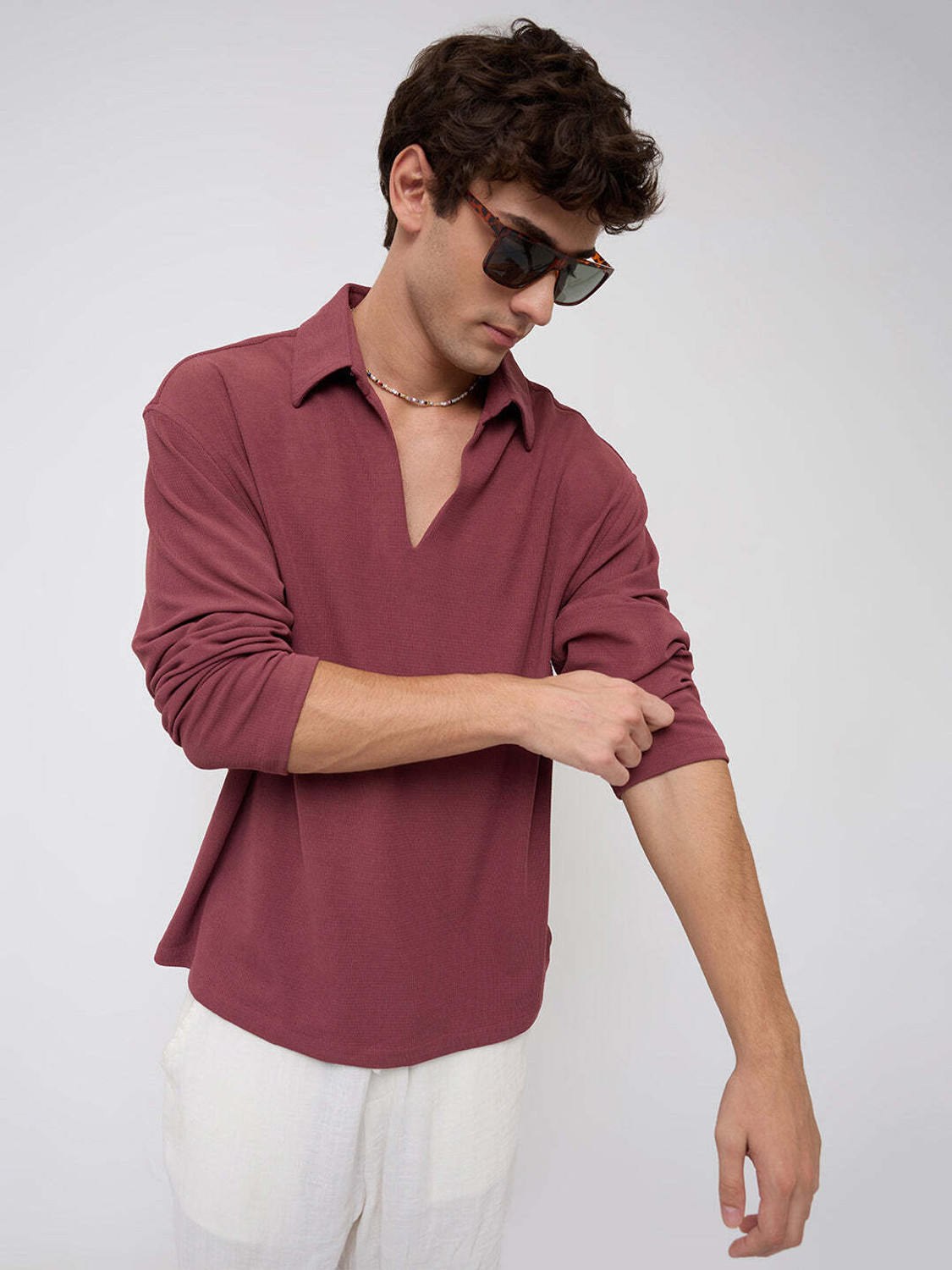 Image of VASTRADO Men Solid Casual Pink Shirt
