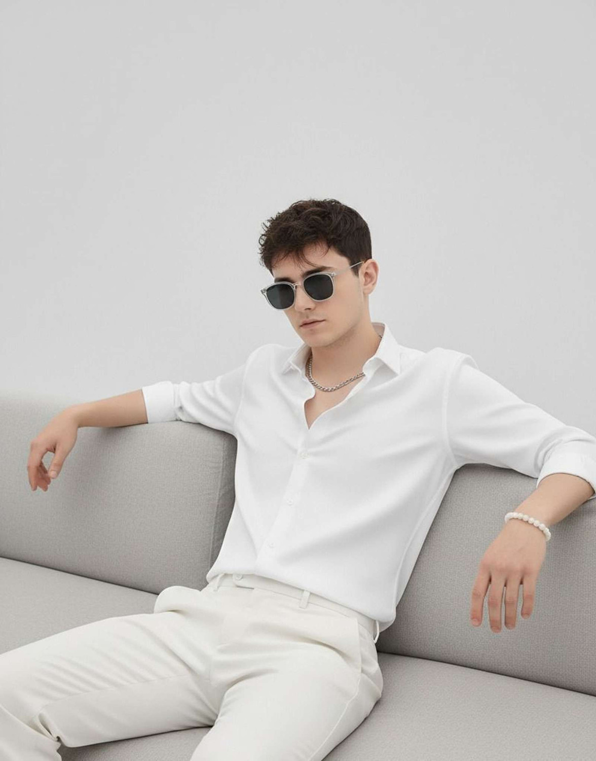 Image of Clothisto Men Solid Casual White Shirt