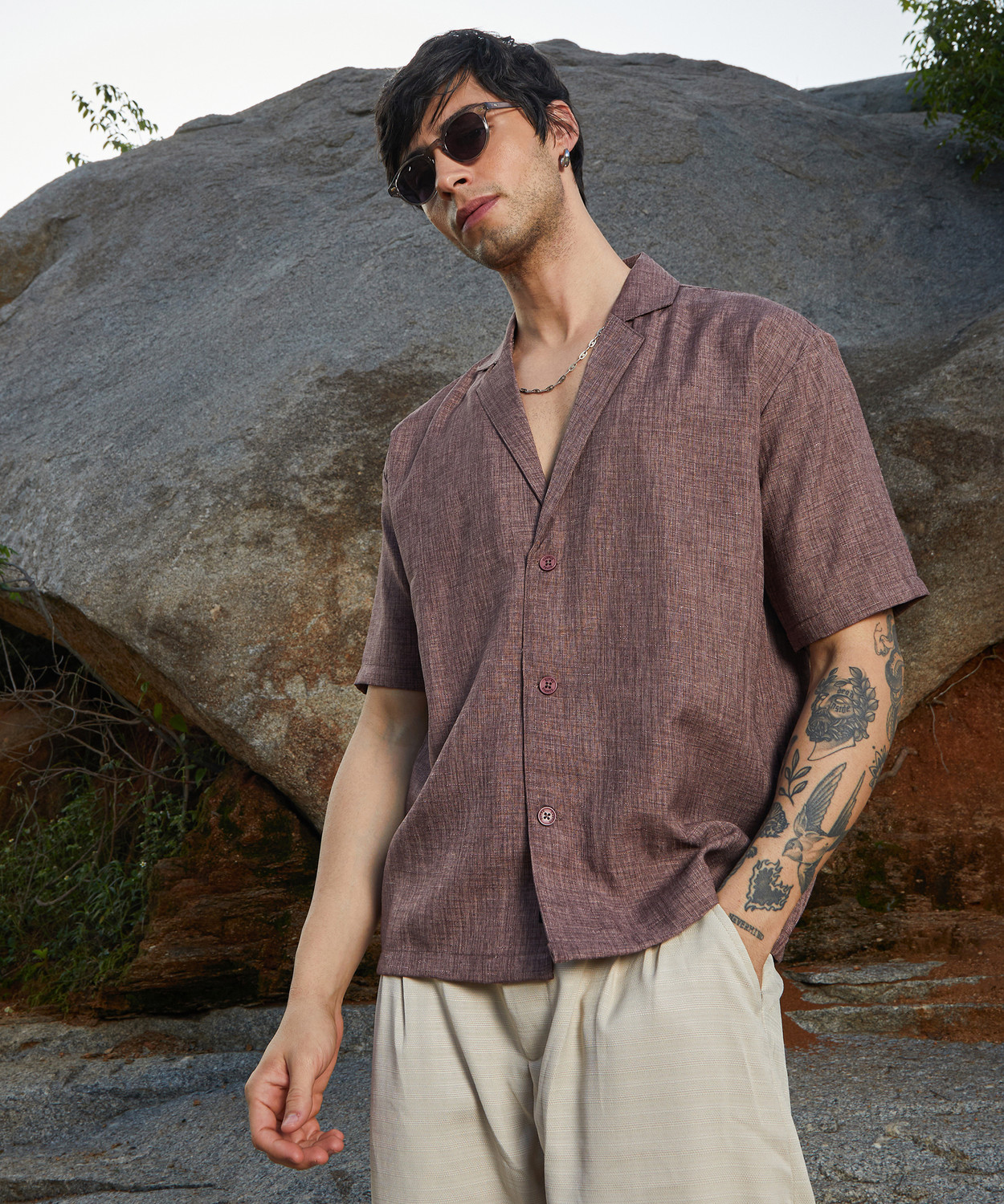 Image of CAMPUS SUTRA Men Solid Casual Brown Shirt