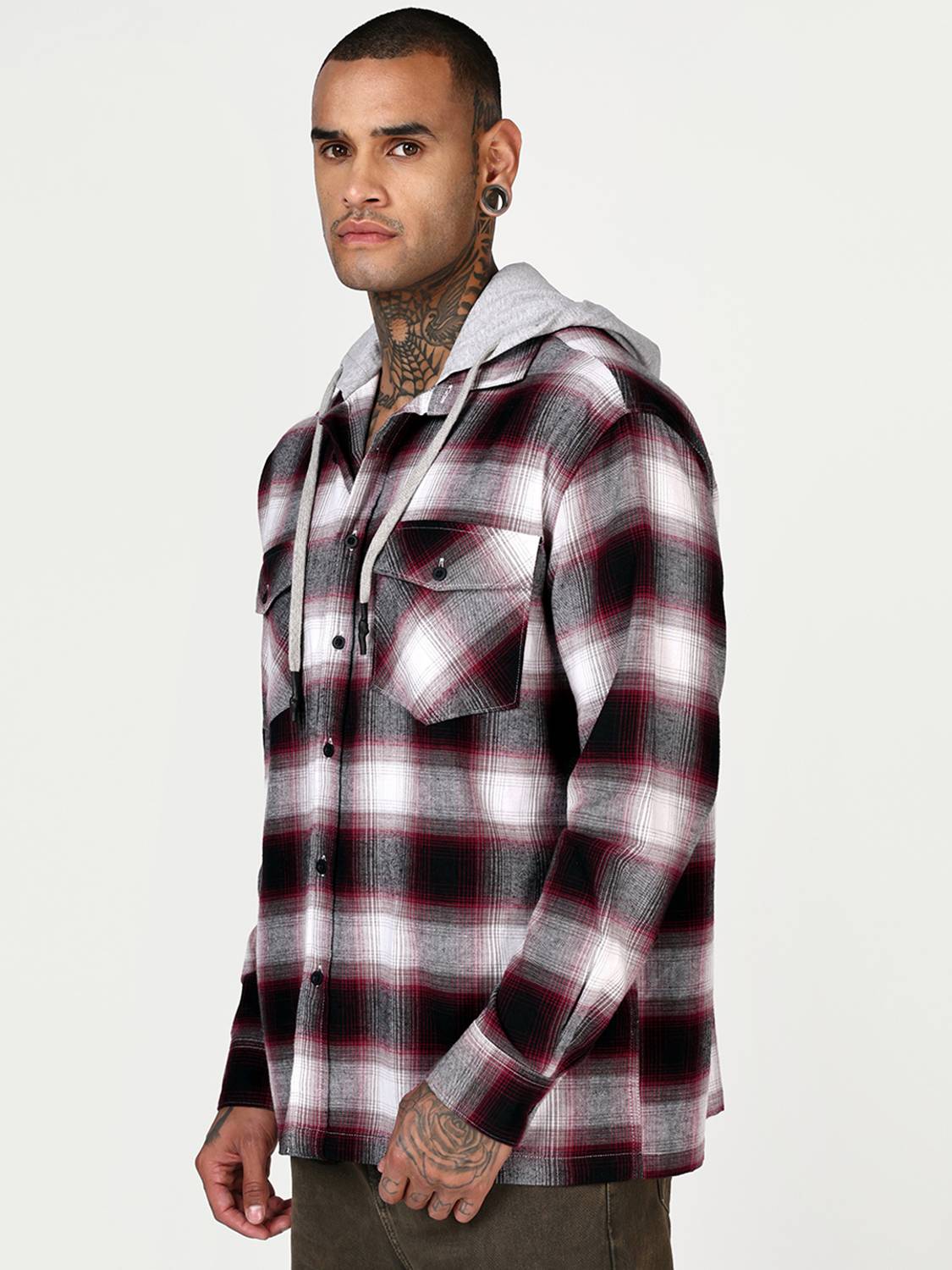Bewakoof Men Checkered Casual Maroon Shirt - Image 3