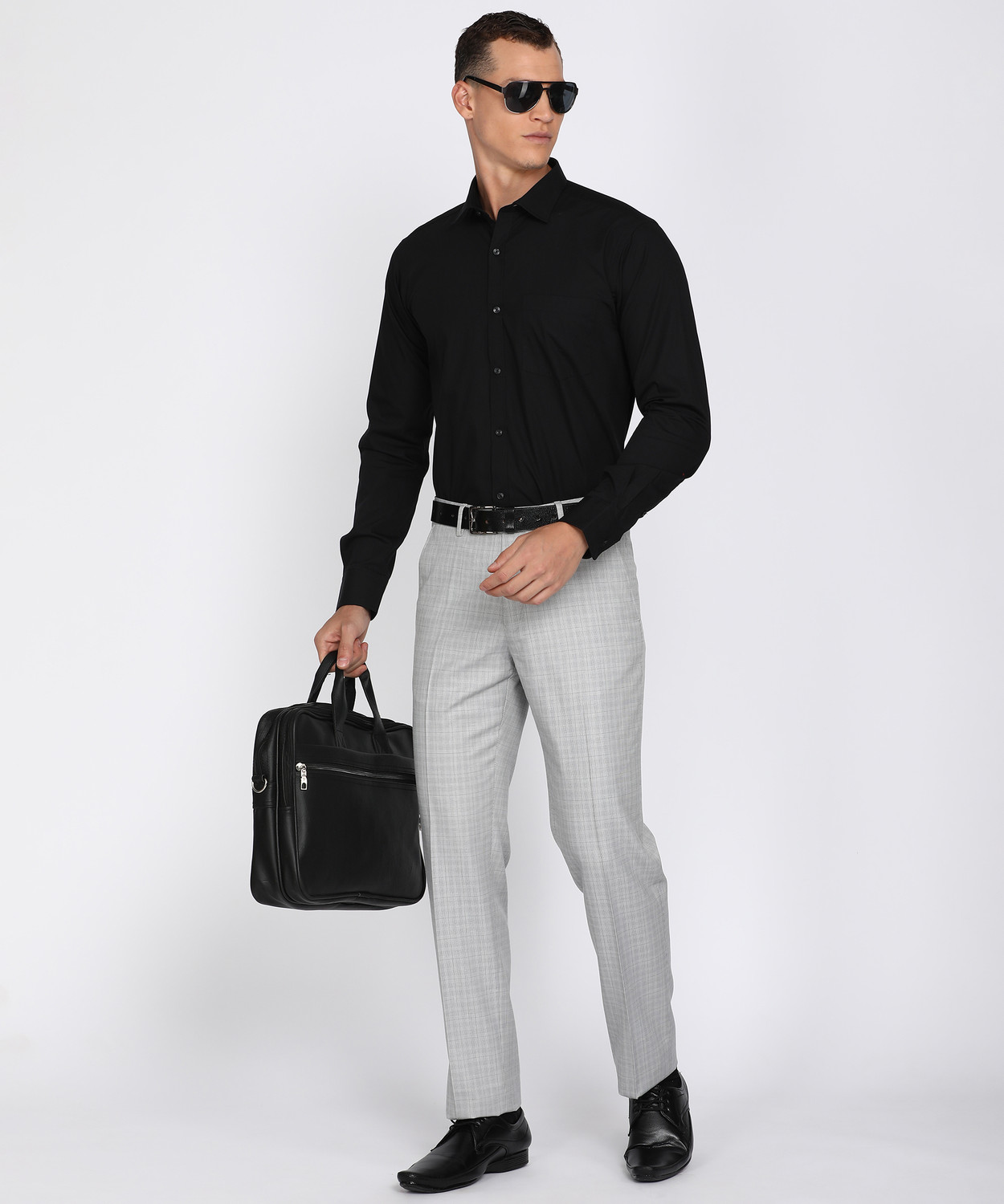Image of PARK AVENUE Men Solid Formal Black Shirt