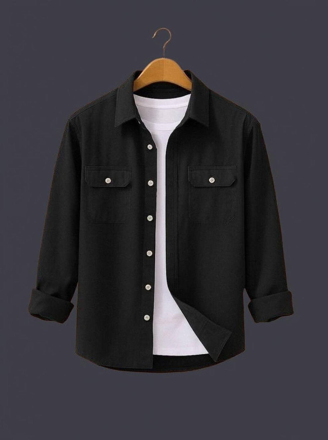 Image of BJM ENTERPRISE Men Solid Casual Black Shirt