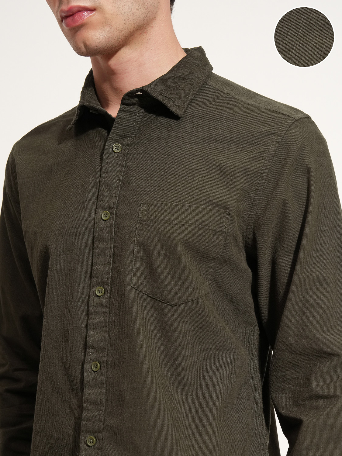 Image of HIGHLANDER Men Solid Casual Green Shirt