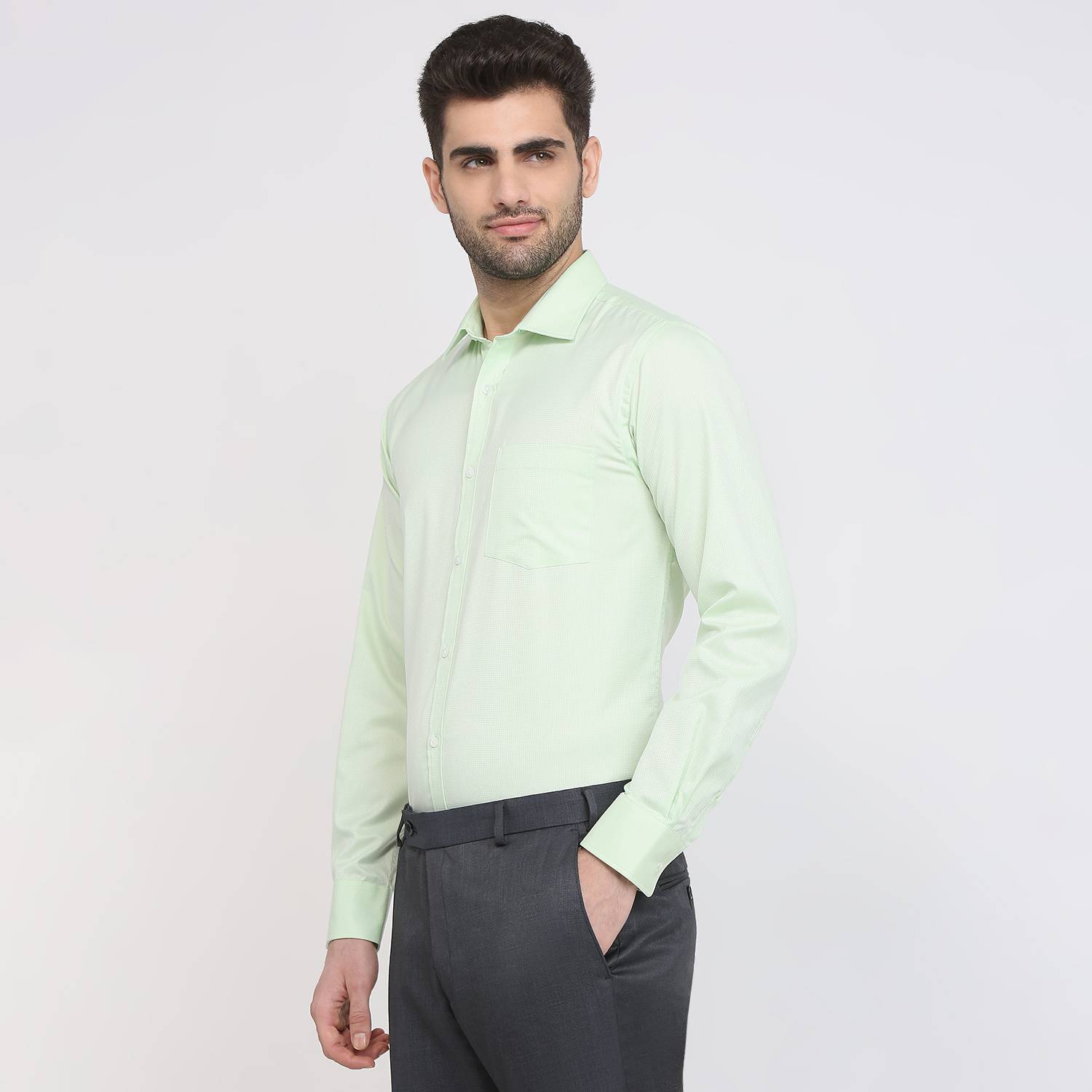 PARK AVENUE Men Green Formal Shirt - Image 2