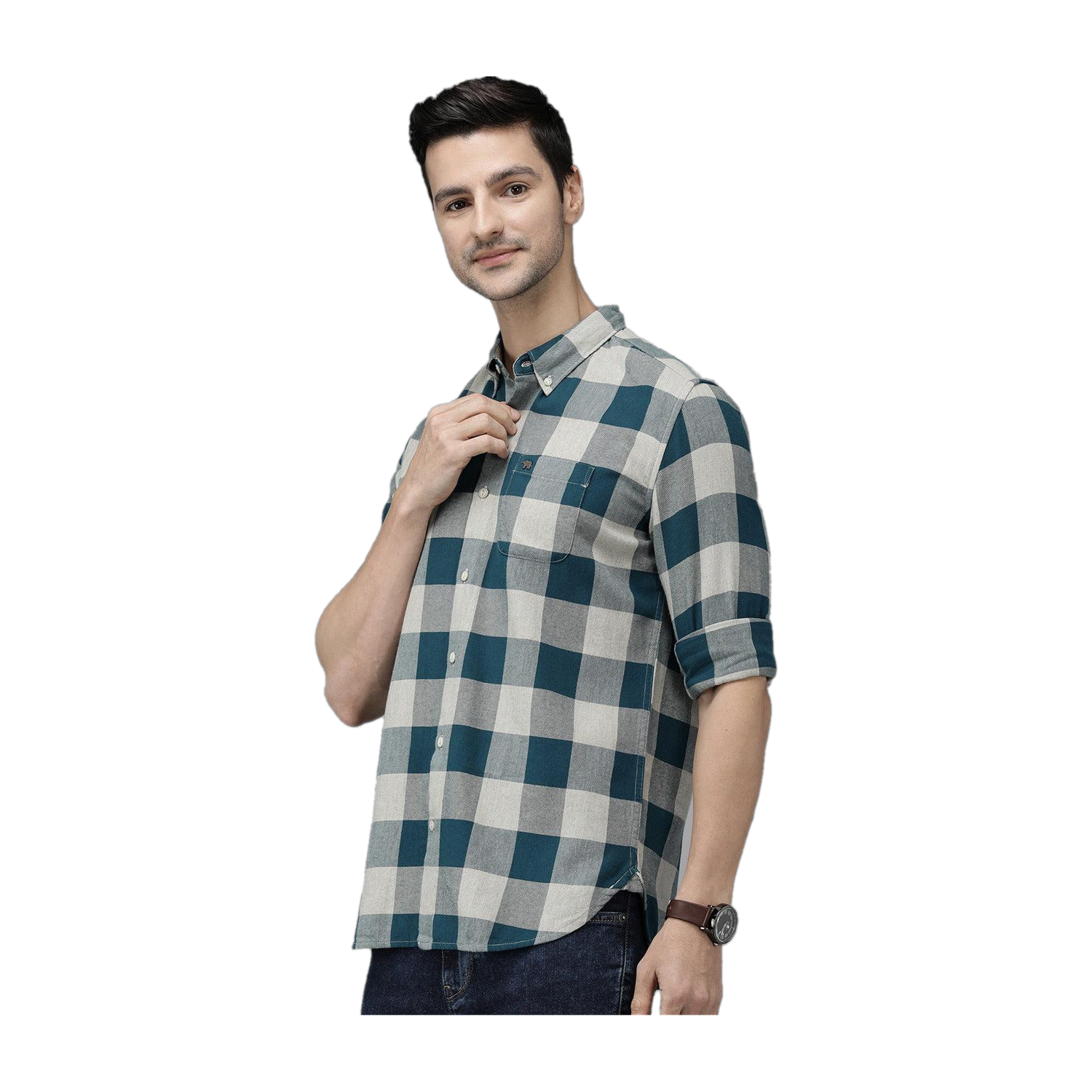 THE BEAR HOUSE Men Checkered Dark Blue, Beige Shirt - Image 1