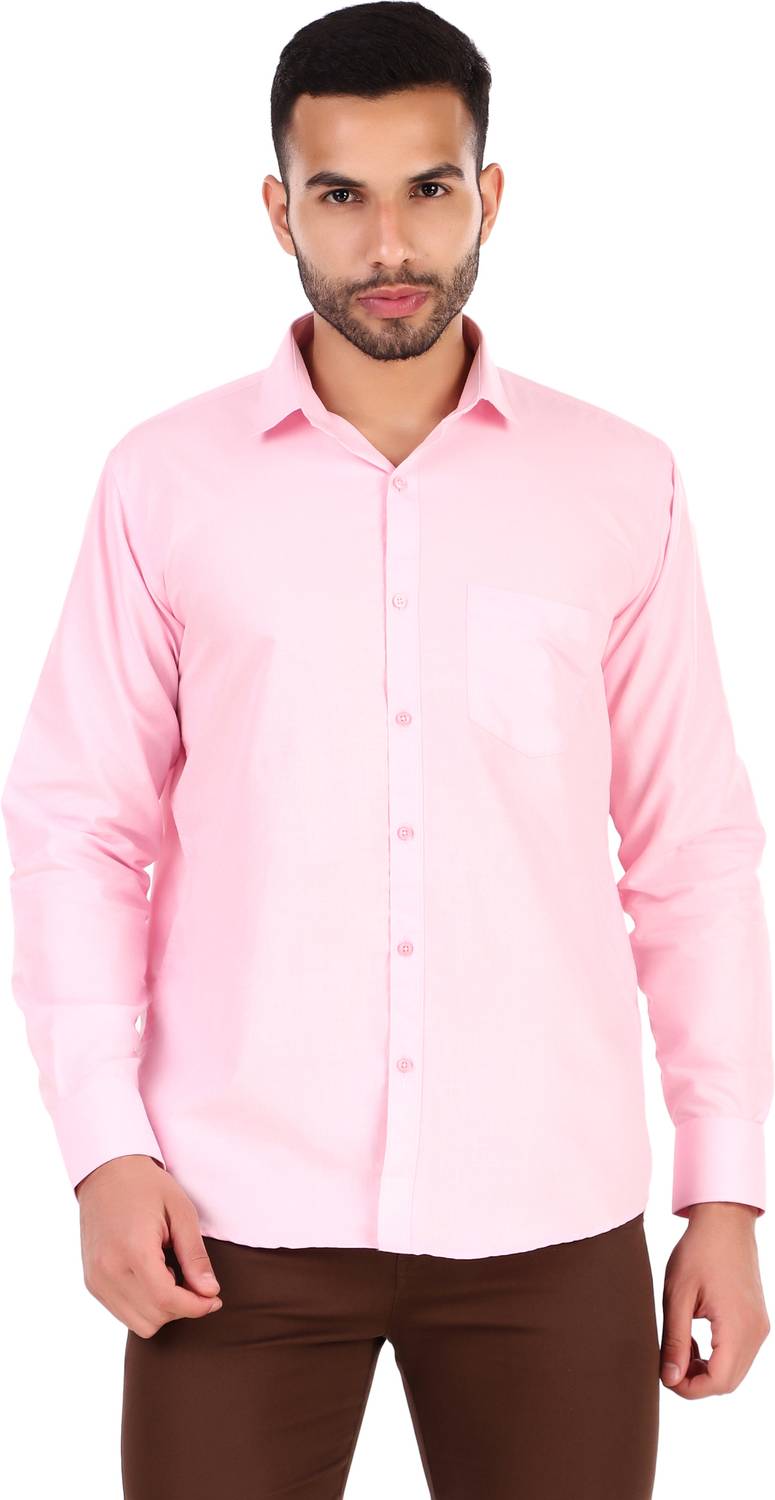 BALESHWAR Men Solid Casual Pink Shirt