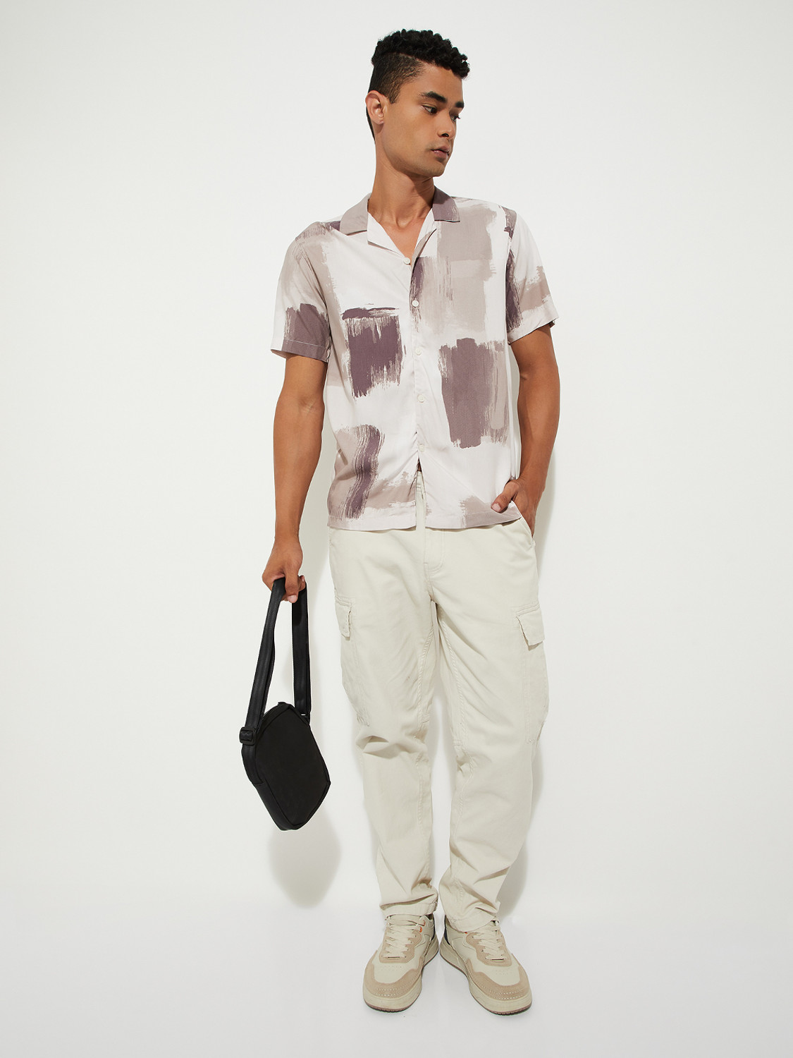 Image of MAX Men Printed Casual Pink Shirt
