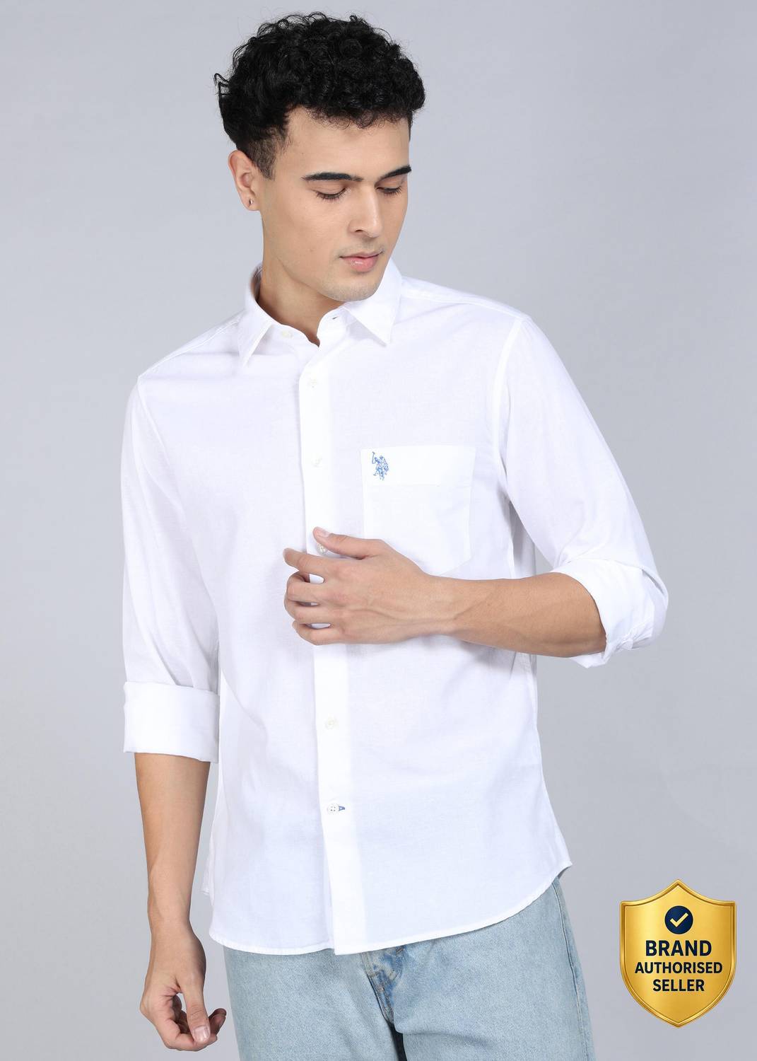 U.S. POLO ASSN. Men White Casual Shirt - Image 1