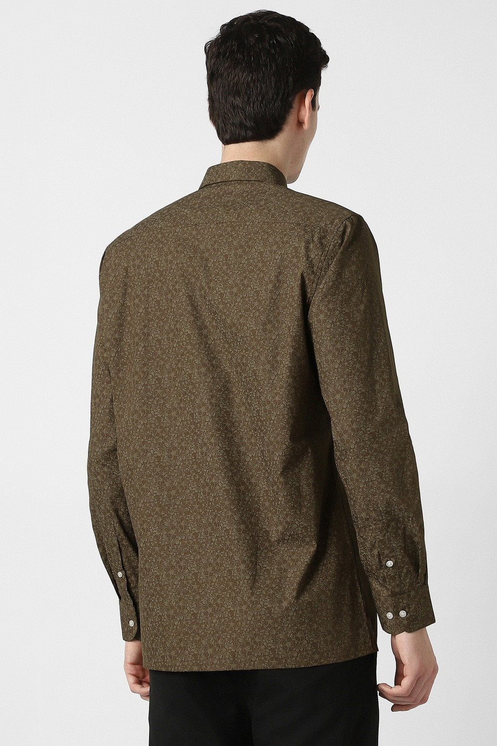 Image of PETER ENGLAND Men Printed Formal Brown Shirt