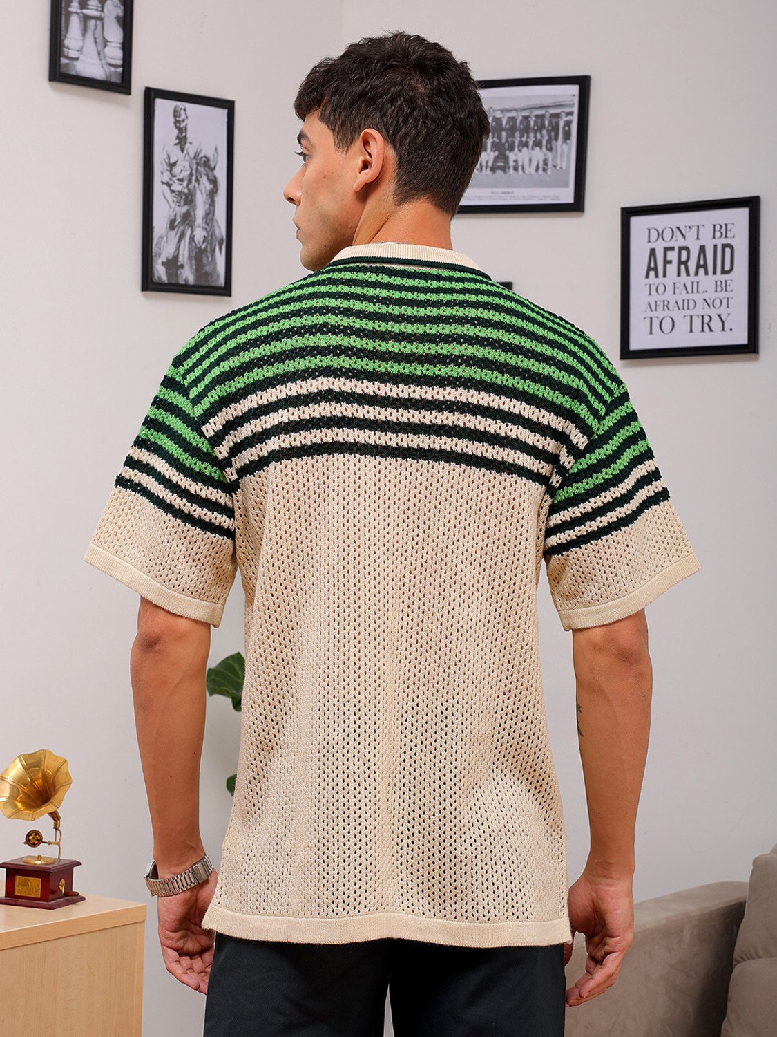 Image of The Indian Garage Co. Men Striped Casual White Shirt