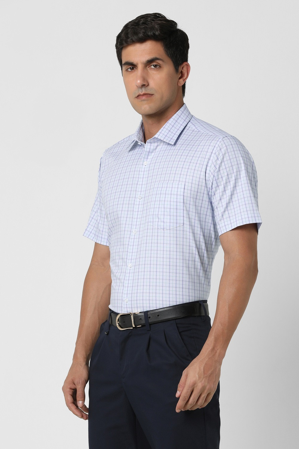 Image of VAN HEUSEN Men Regular Fit Checkered Formal Shirt