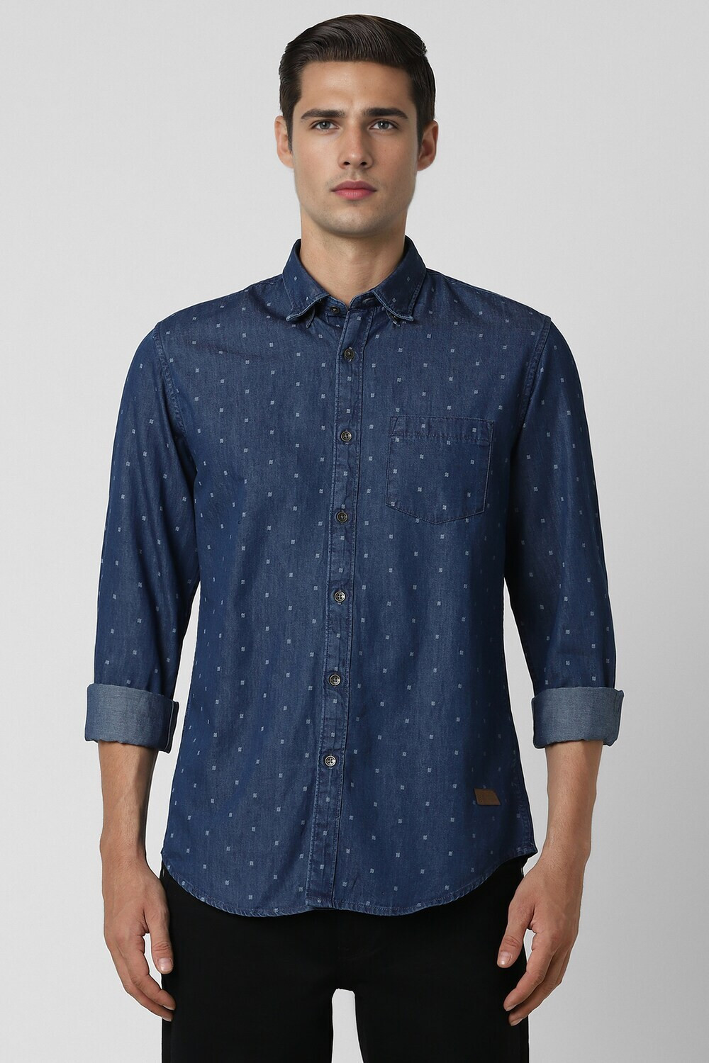 Image of PETER ENGLAND Men Printed Casual Blue Shirt