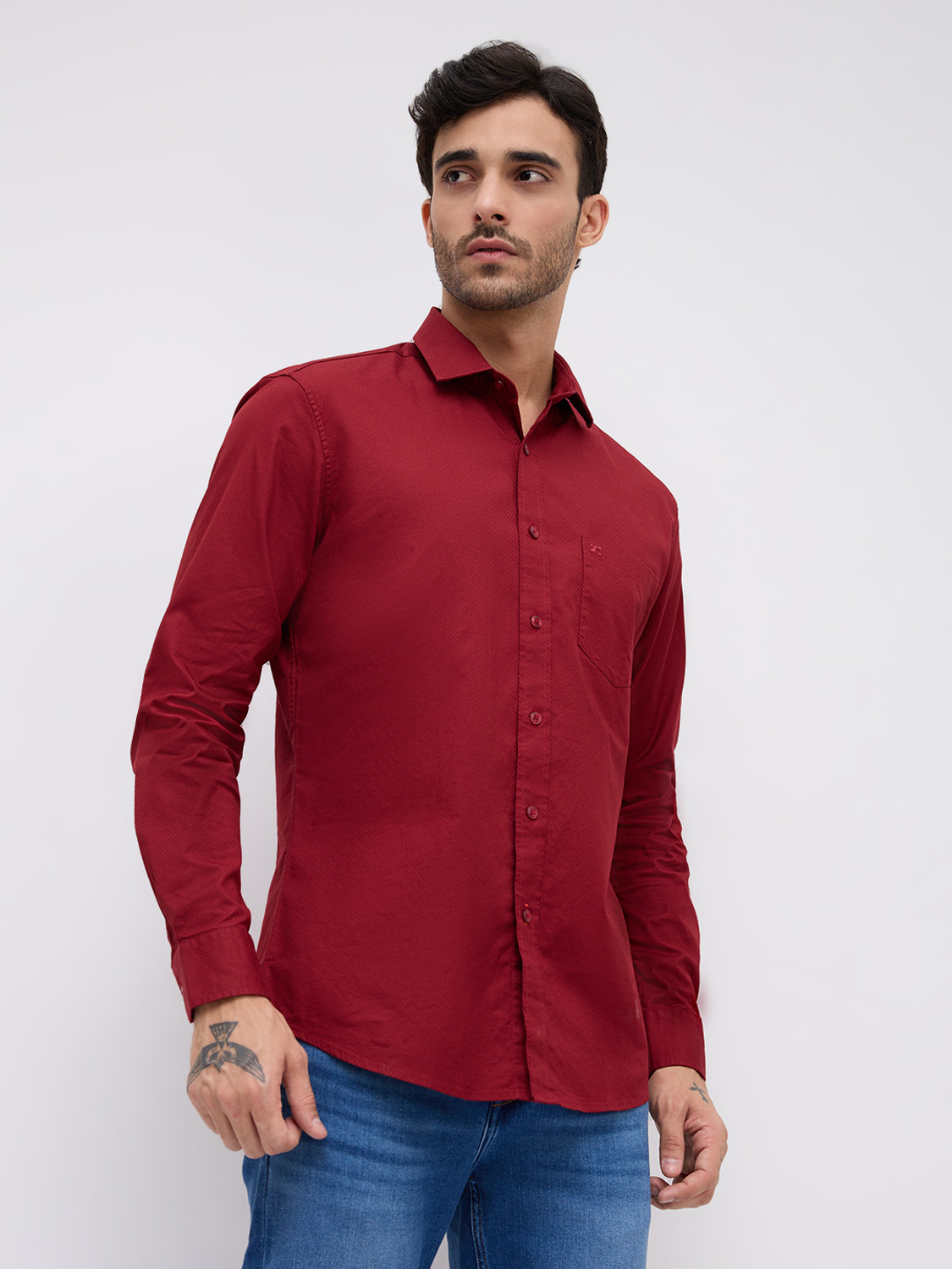 Image of KILLER Men Self Design Casual Maroon Shirt
