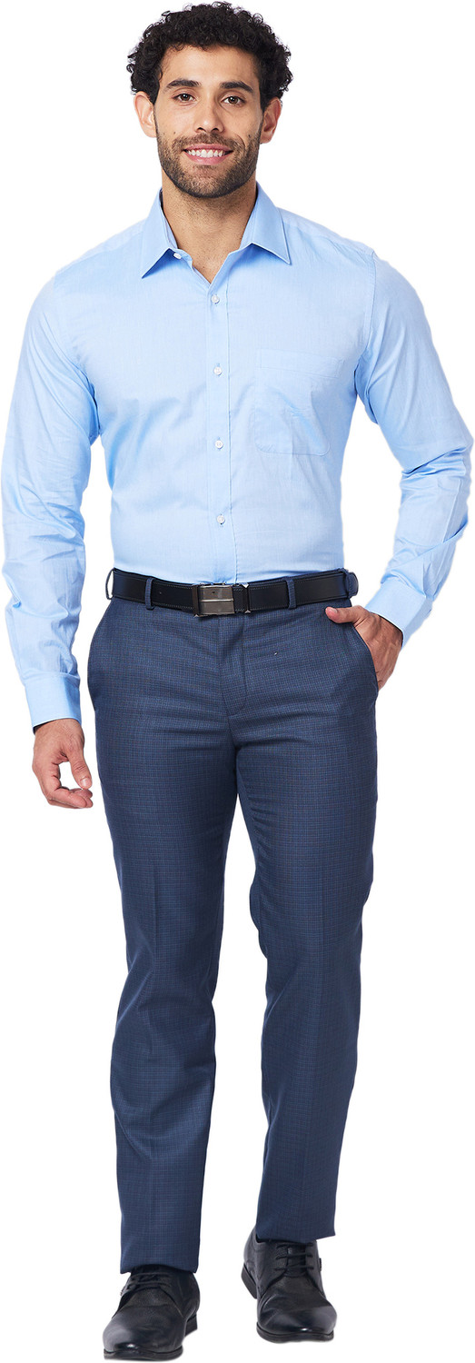 Image of Raymond Men Solid Formal Light Blue Shirt