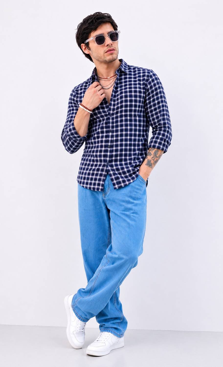 Youth First Men Checkered Casual Blue Shirt - Image 5
