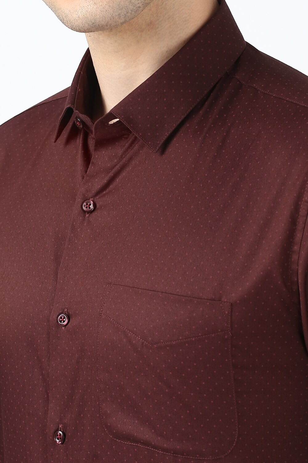 Image of PETER ENGLAND Men Self Design Formal Maroon Shirt