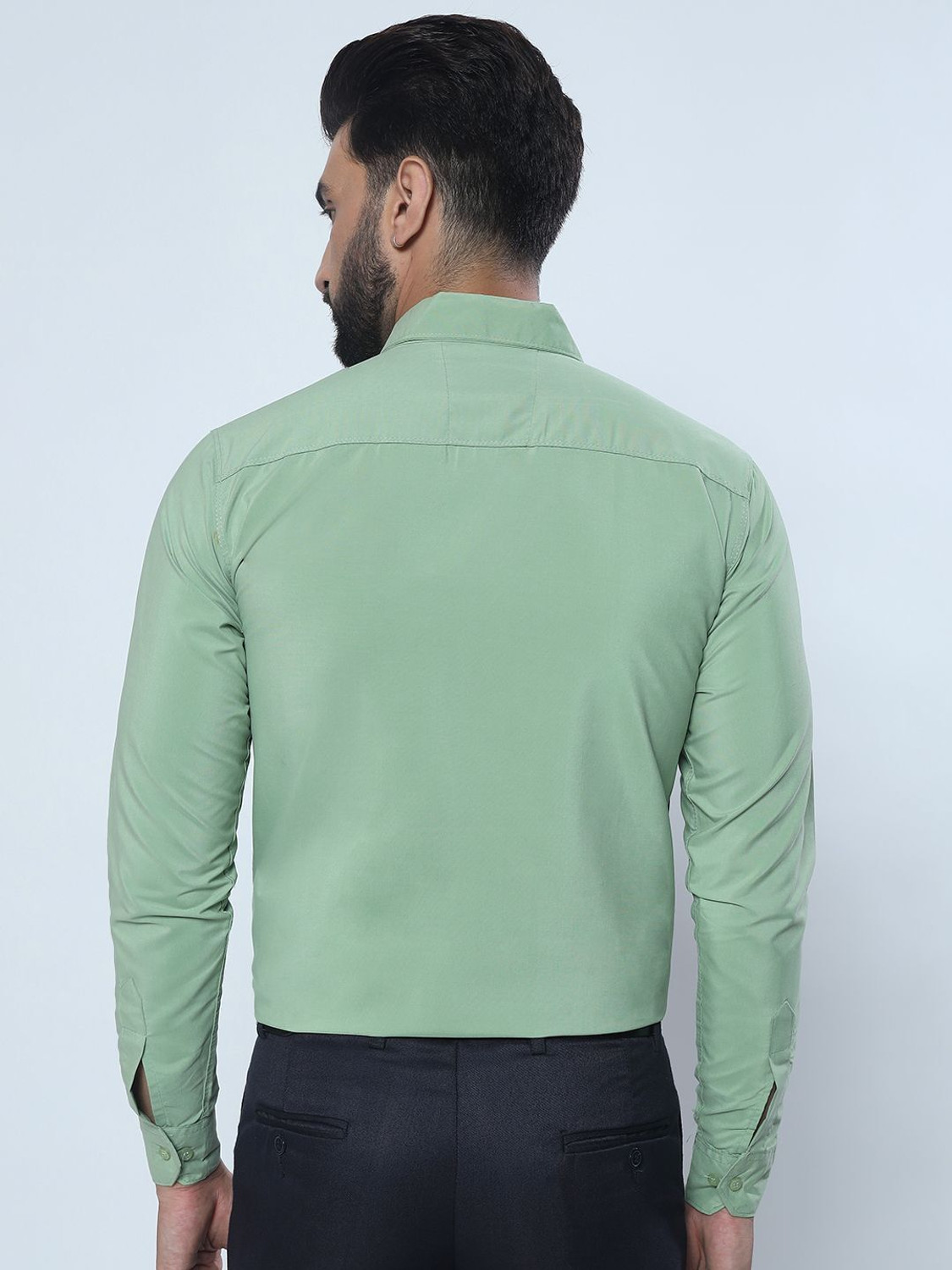Image of youth first Men Solid Formal Green Shirt