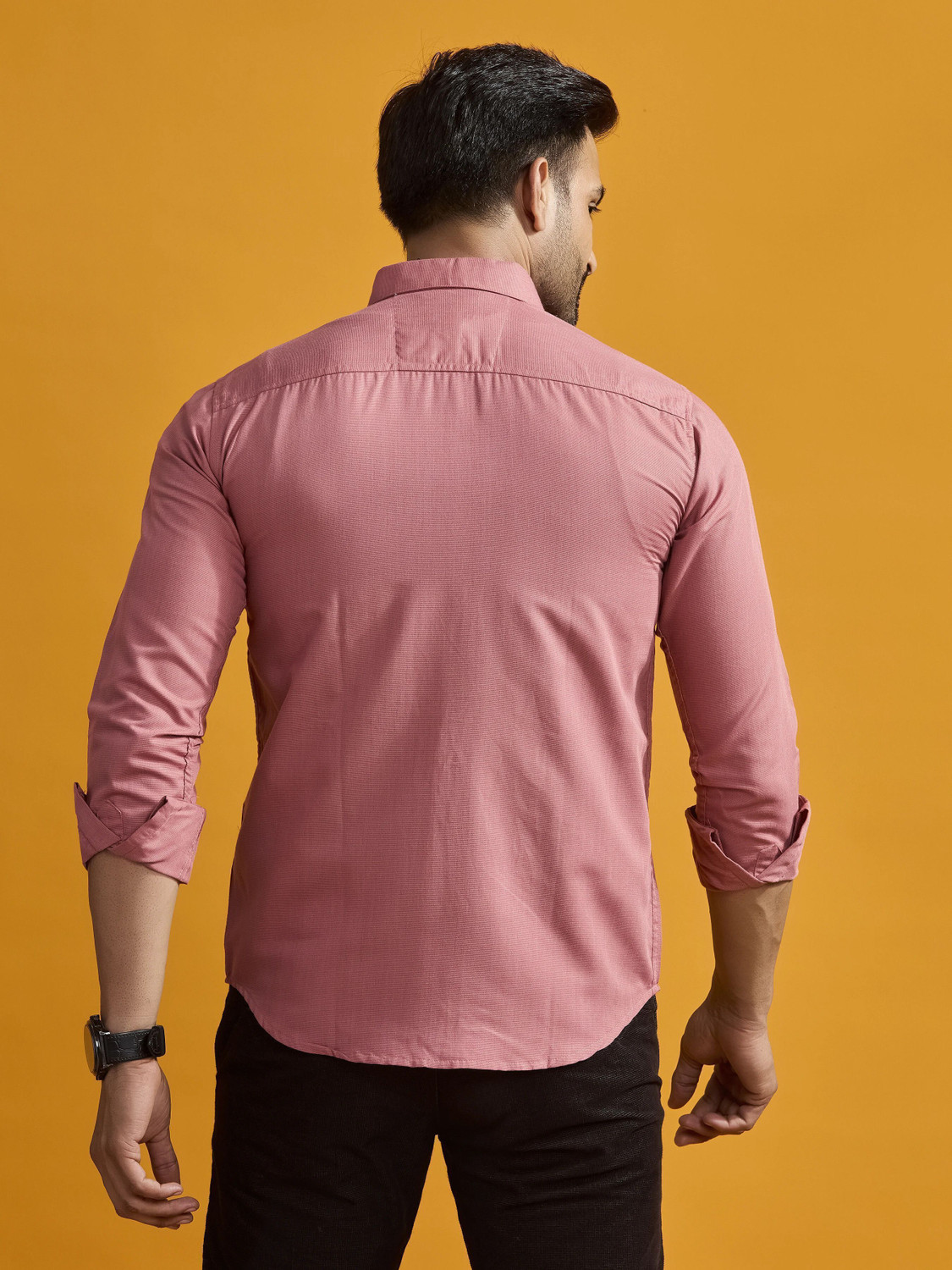 Image of STONEBERG Men Solid Formal Pink Shirt
