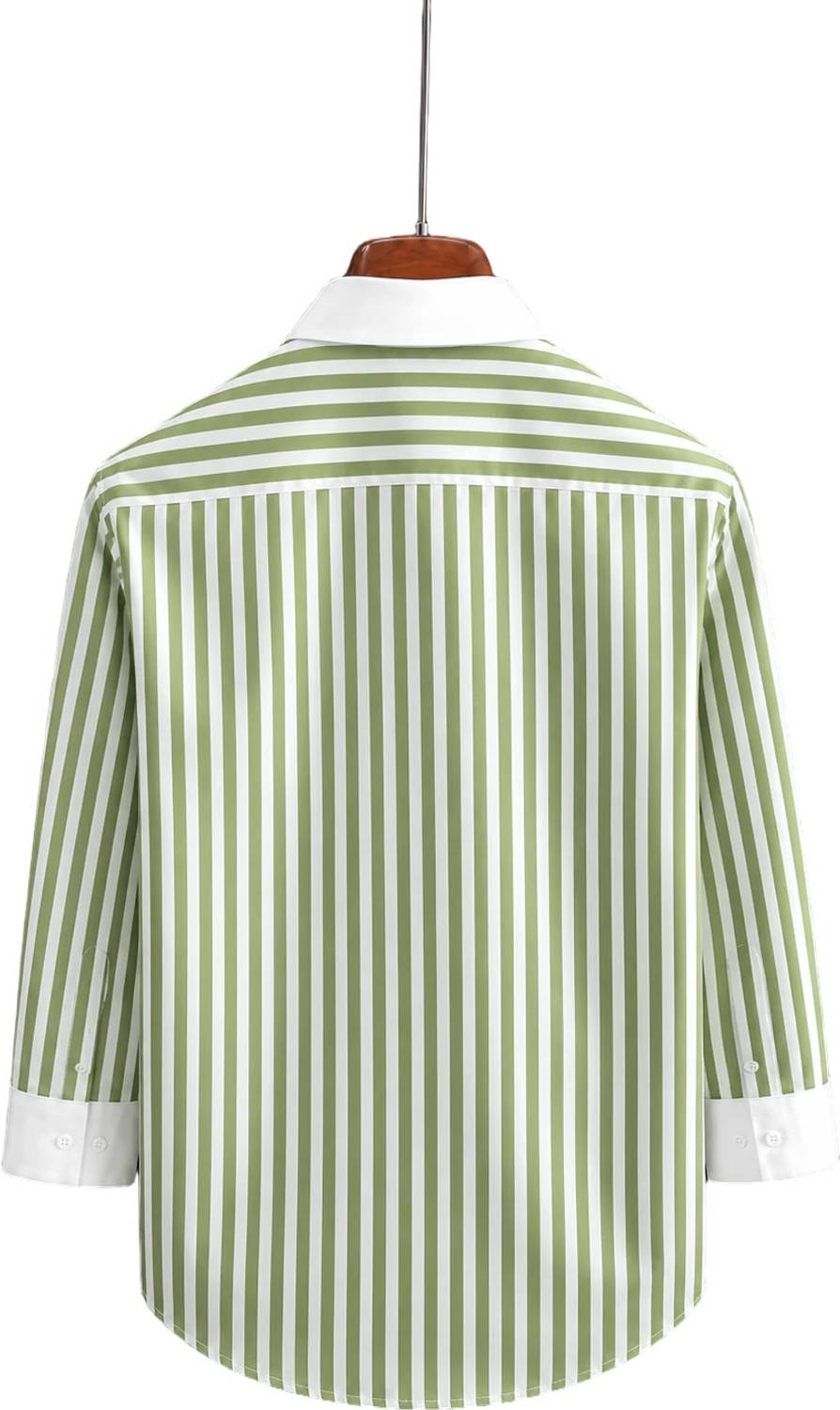 JaitraFab Men Green Striped Casual Shirt - Image 2