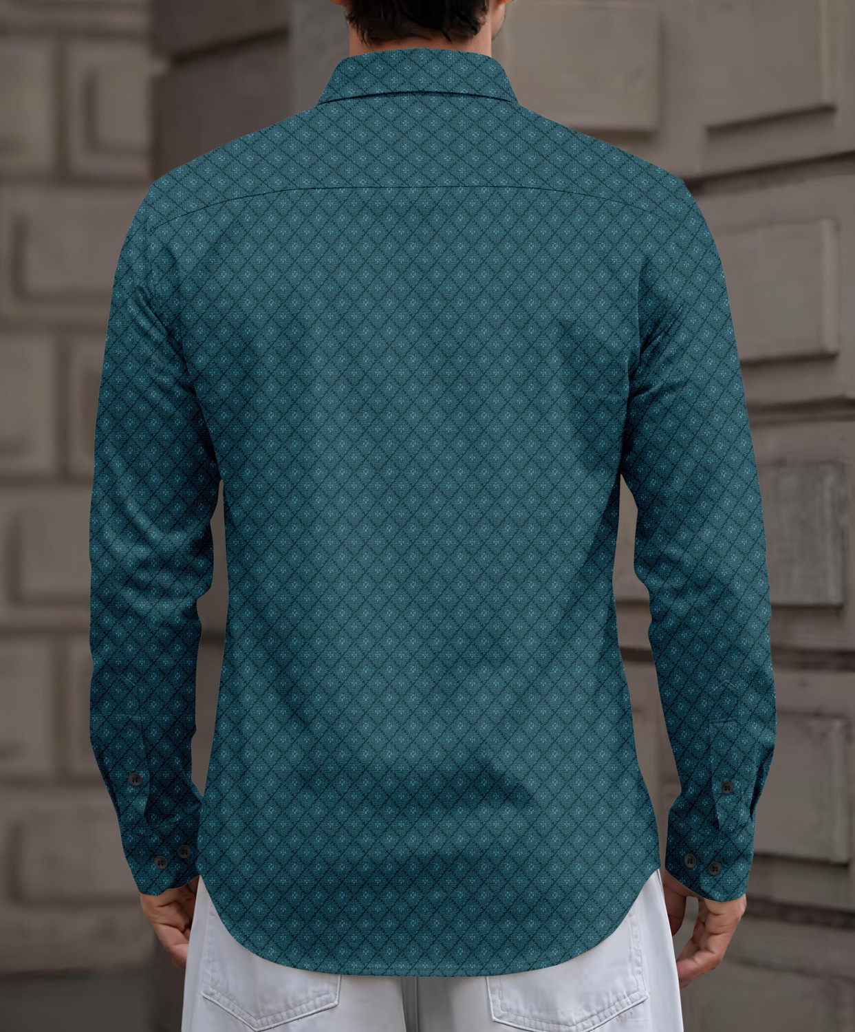 Image of SPOQUE Men Printed Casual Dark Green Shirt