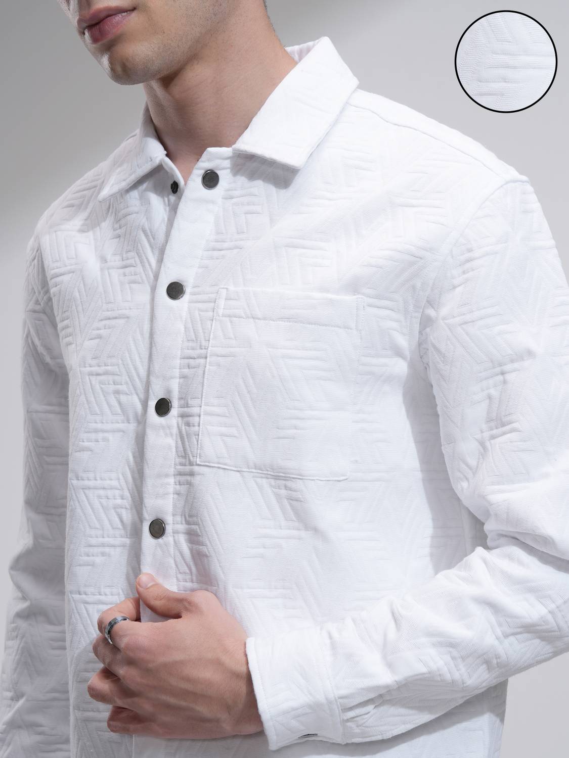 HIGHLANDER Men White Printed Casual Shirt - Image 5