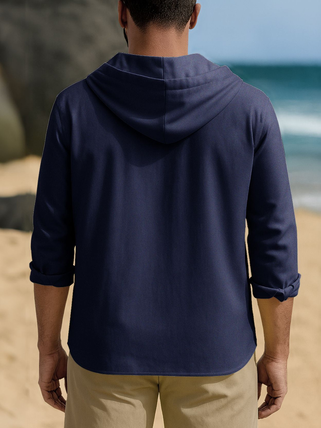 Image of EyeBogler Men Solid Casual Blue Shirt