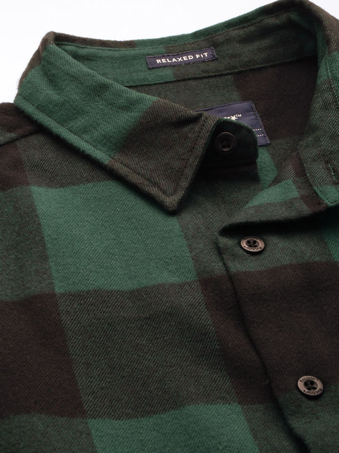 Image of Roadster Men Checkered Casual Green Shirt