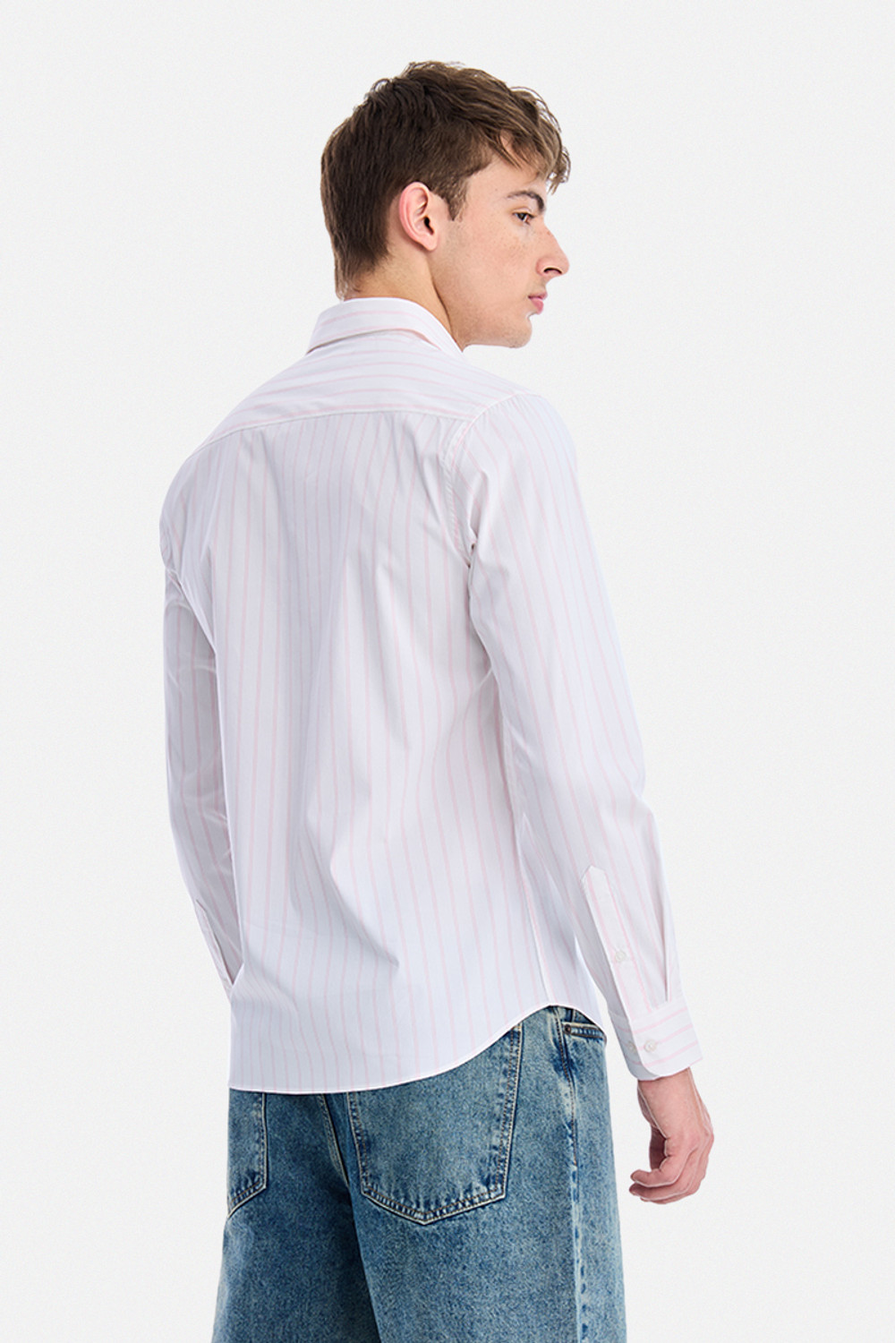 Image of Snitch Men Striped Casual White Shirt
