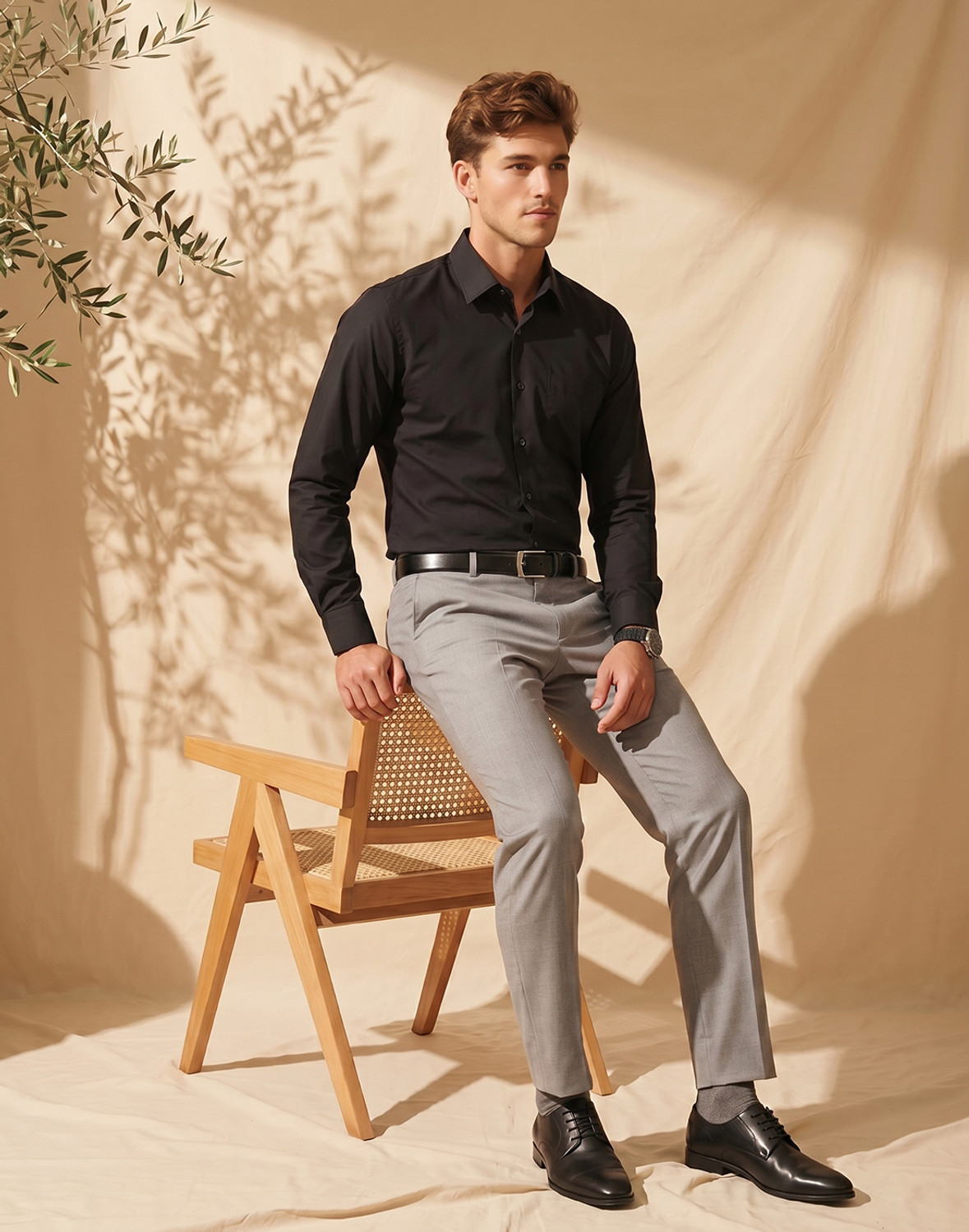 Image of PETER ENGLAND Men Solid Formal Black Shirt