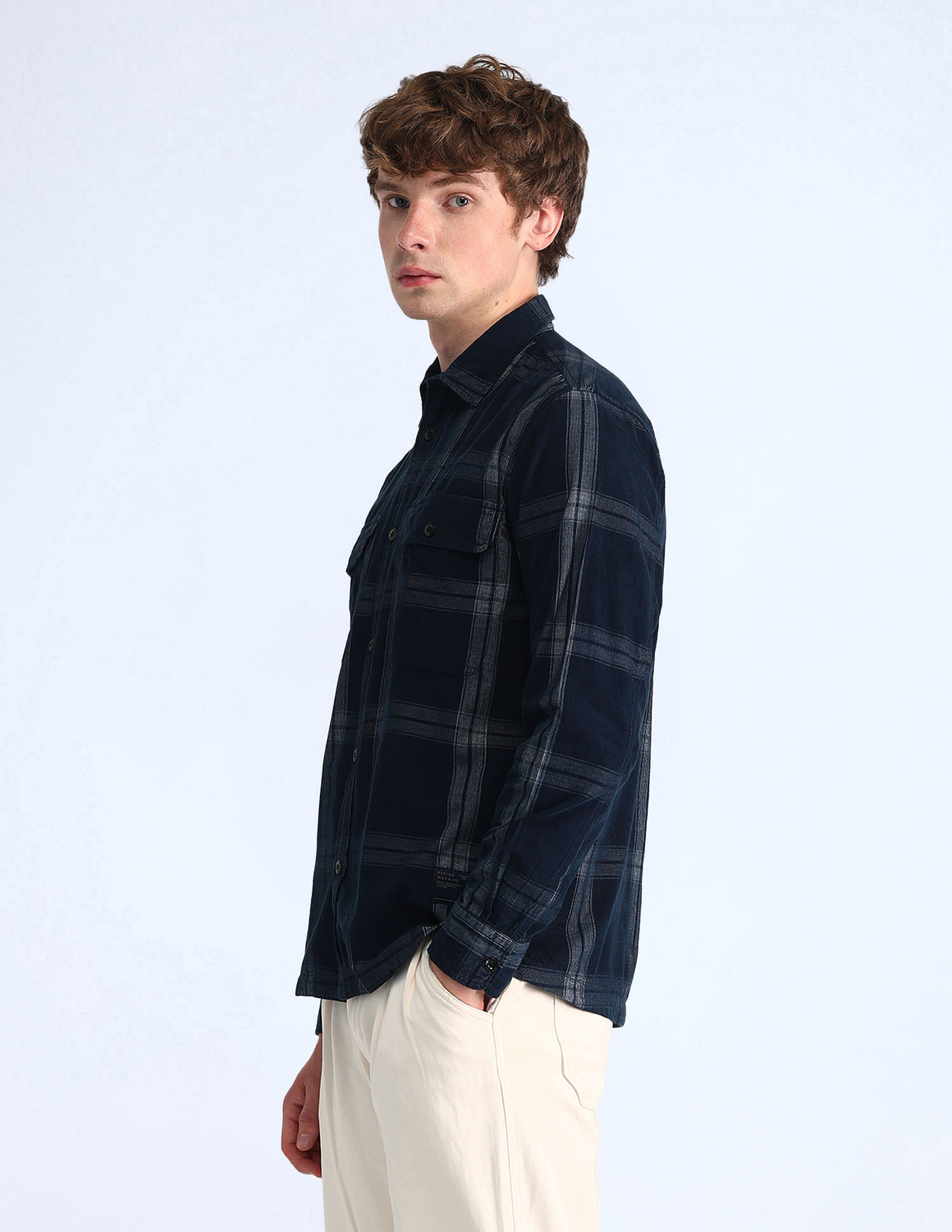 Image of FLYING MACHINE Men Relaxed Fit Self Design Spread Collar Casual Shirt
