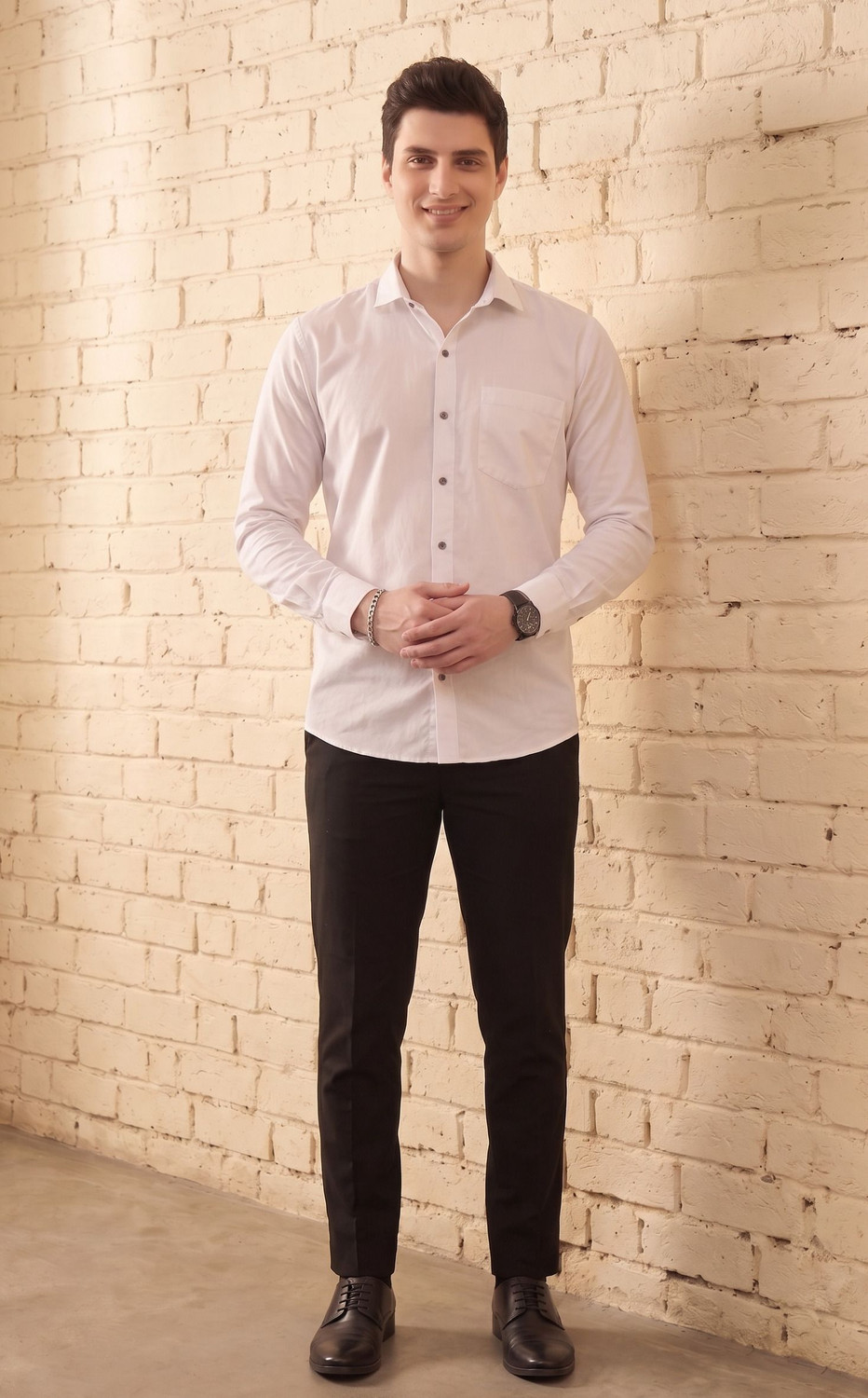 Image of FIBERMILL Men Solid Formal White Shirt