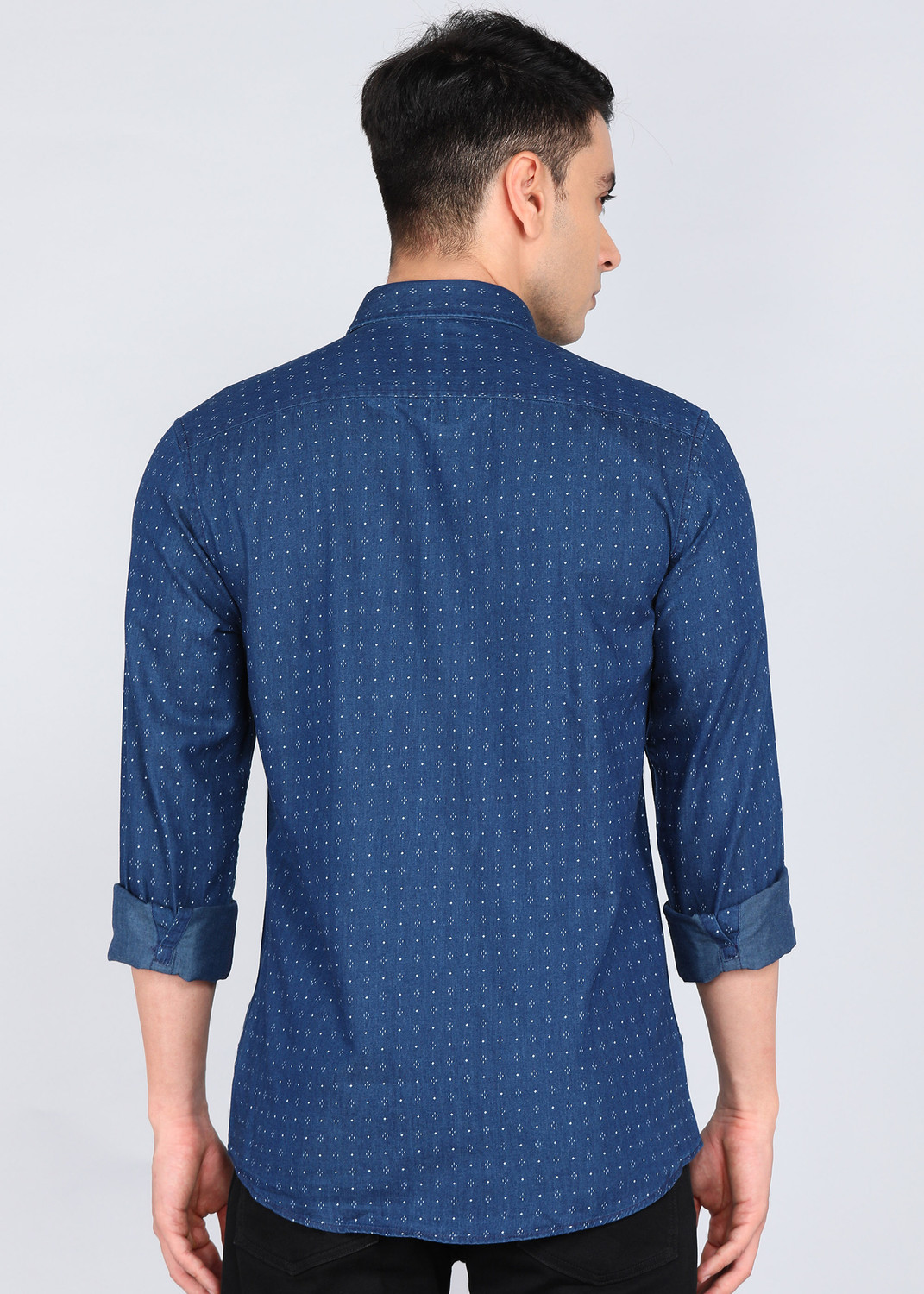 Image of PETER ENGLAND Men Printed Formal Blue Shirt