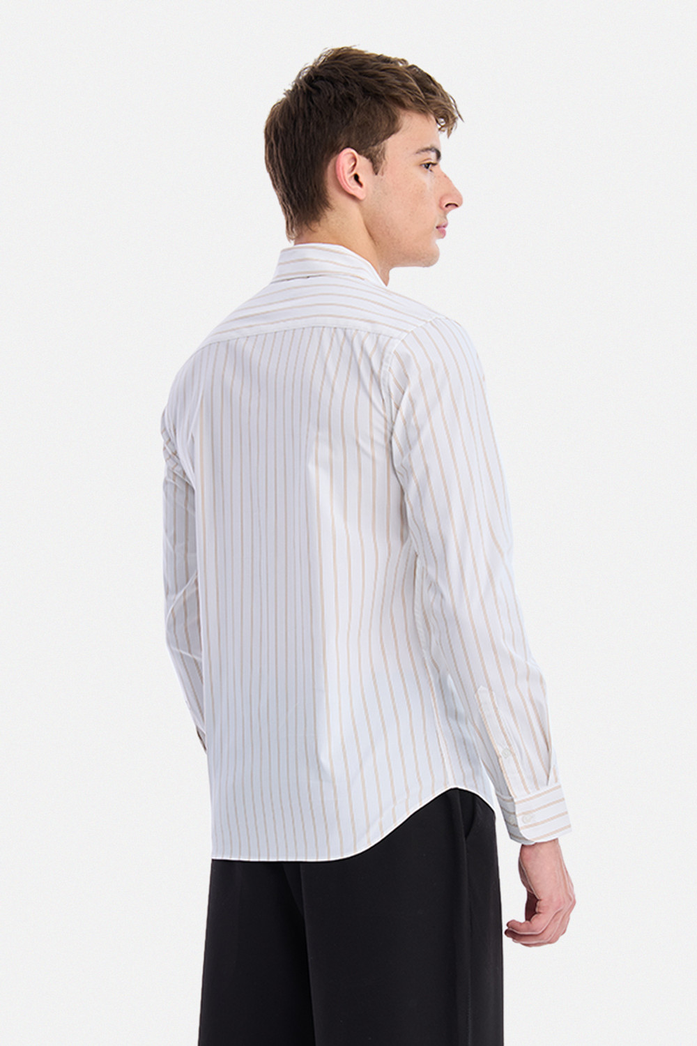 Image of Snitch Men Striped Casual White Shirt
