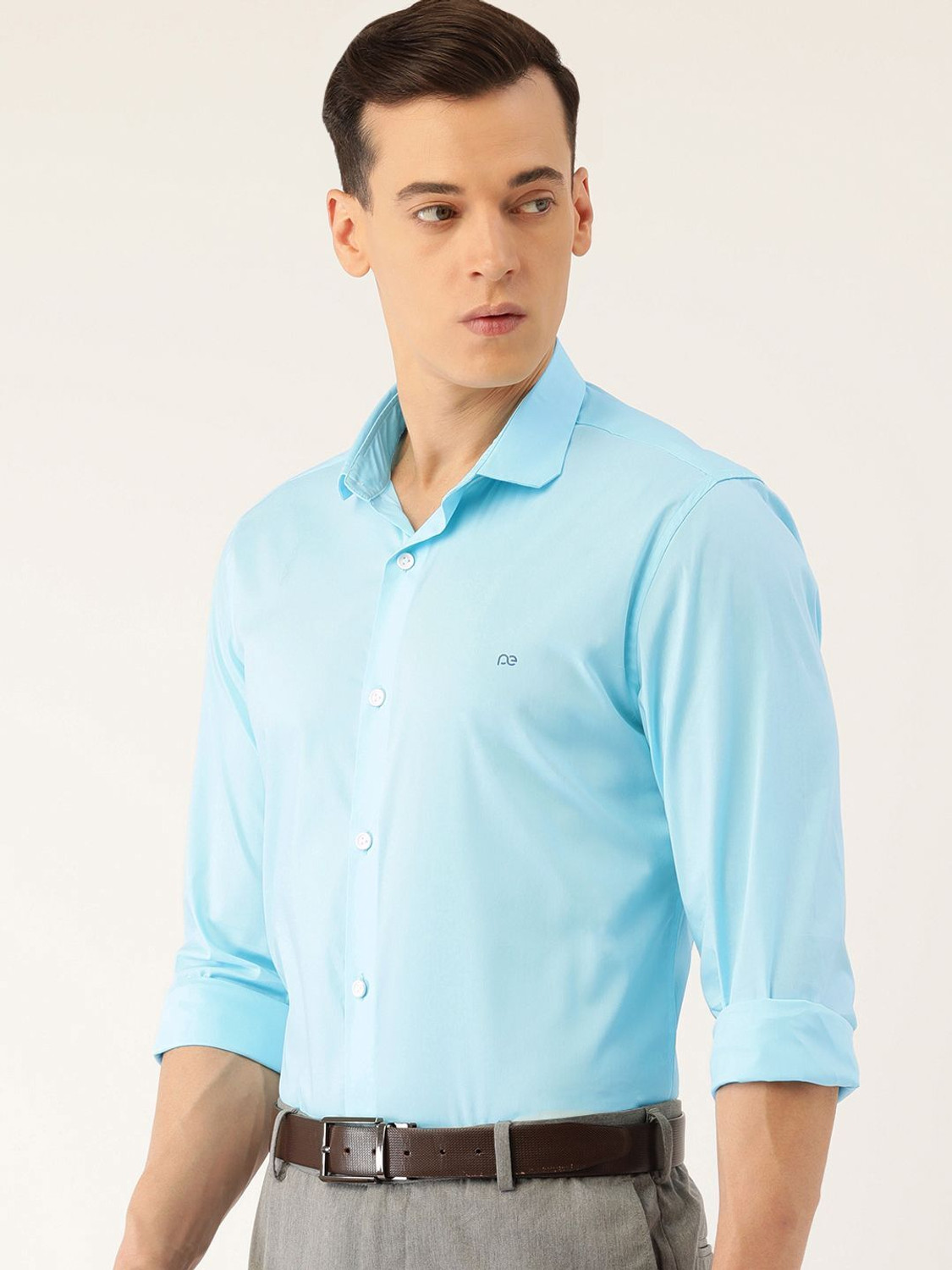 Image of PETER ENGLAND Men Solid Casual Blue Shirt