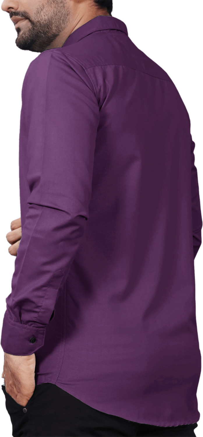 Image of VC Fashion Men Solid Formal Purple Shirt