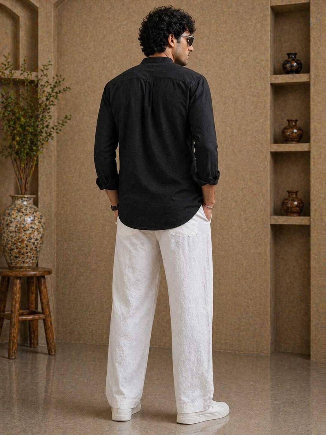 Flora fab by rashmi Men Solid Casual Black Shirt - Image 2