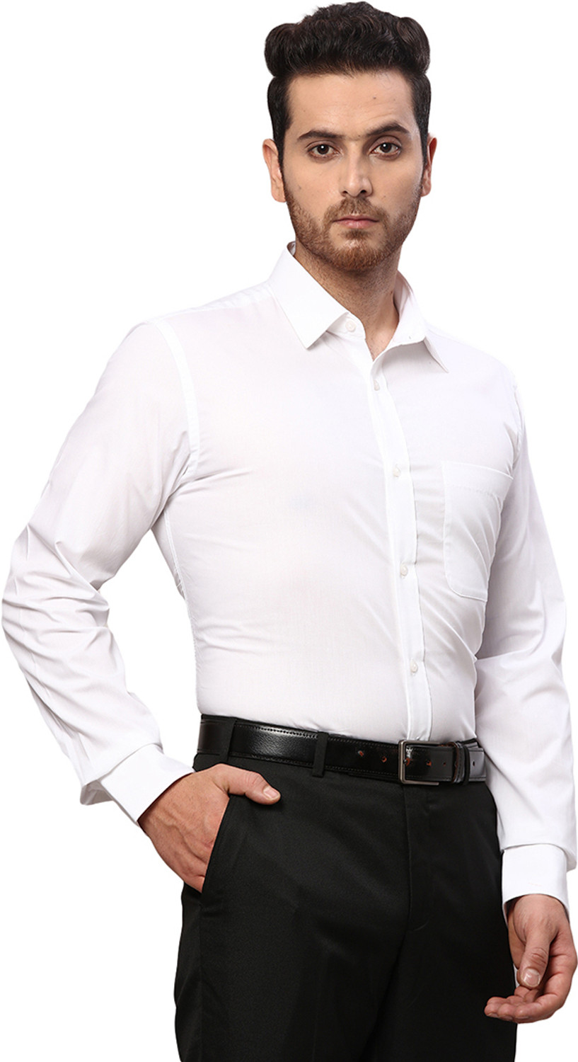 Image of Raymond Men Solid Formal White Shirt