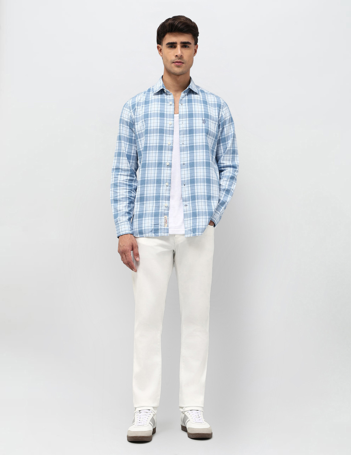 Image of U.S. Polo Assn. Denim Co. Men Checkered Casual Blue Shirt