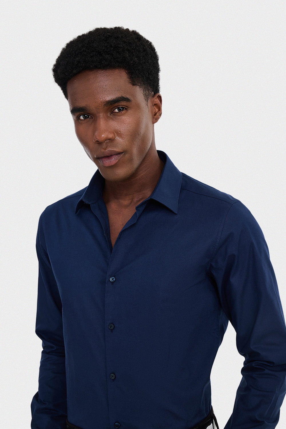 Image of Snitch Men Solid Formal Dark Blue Shirt