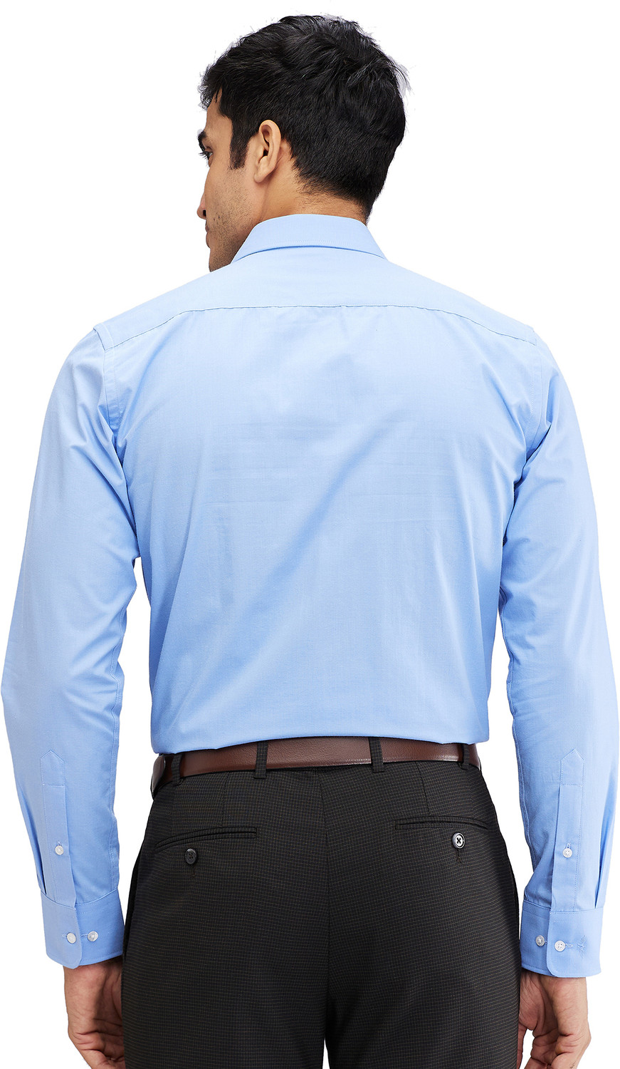 Image of PARK AVENUE Men Self Design Formal Blue Shirt