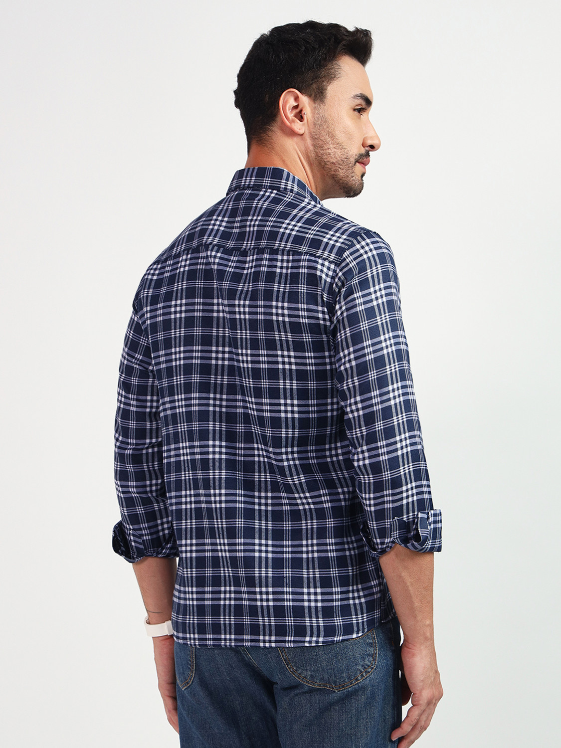 Image of youth first Men Checkered Casual Black, Blue, White Shirt