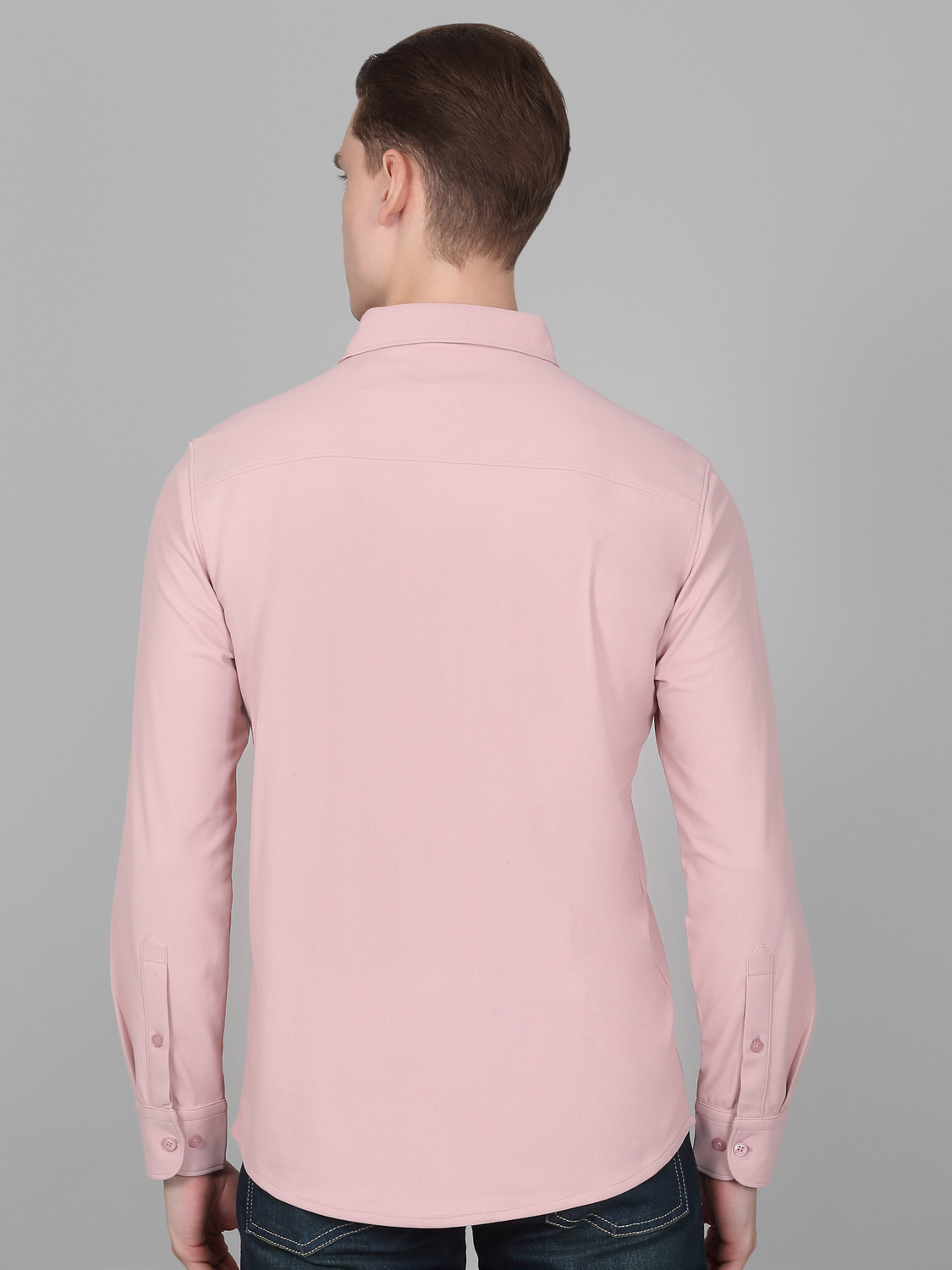 Image of CANTABIL Men Solid Casual Pink Shirt