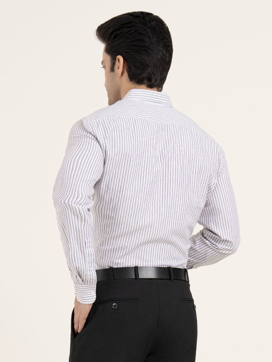 Image of RED TAPE Men Striped Casual Purple, White Shirt